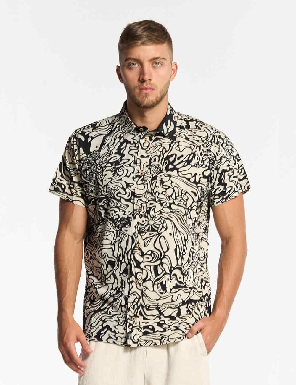 Camisa Regular Fit Pareidolia  negro + crudo Hombre - miniatura 1