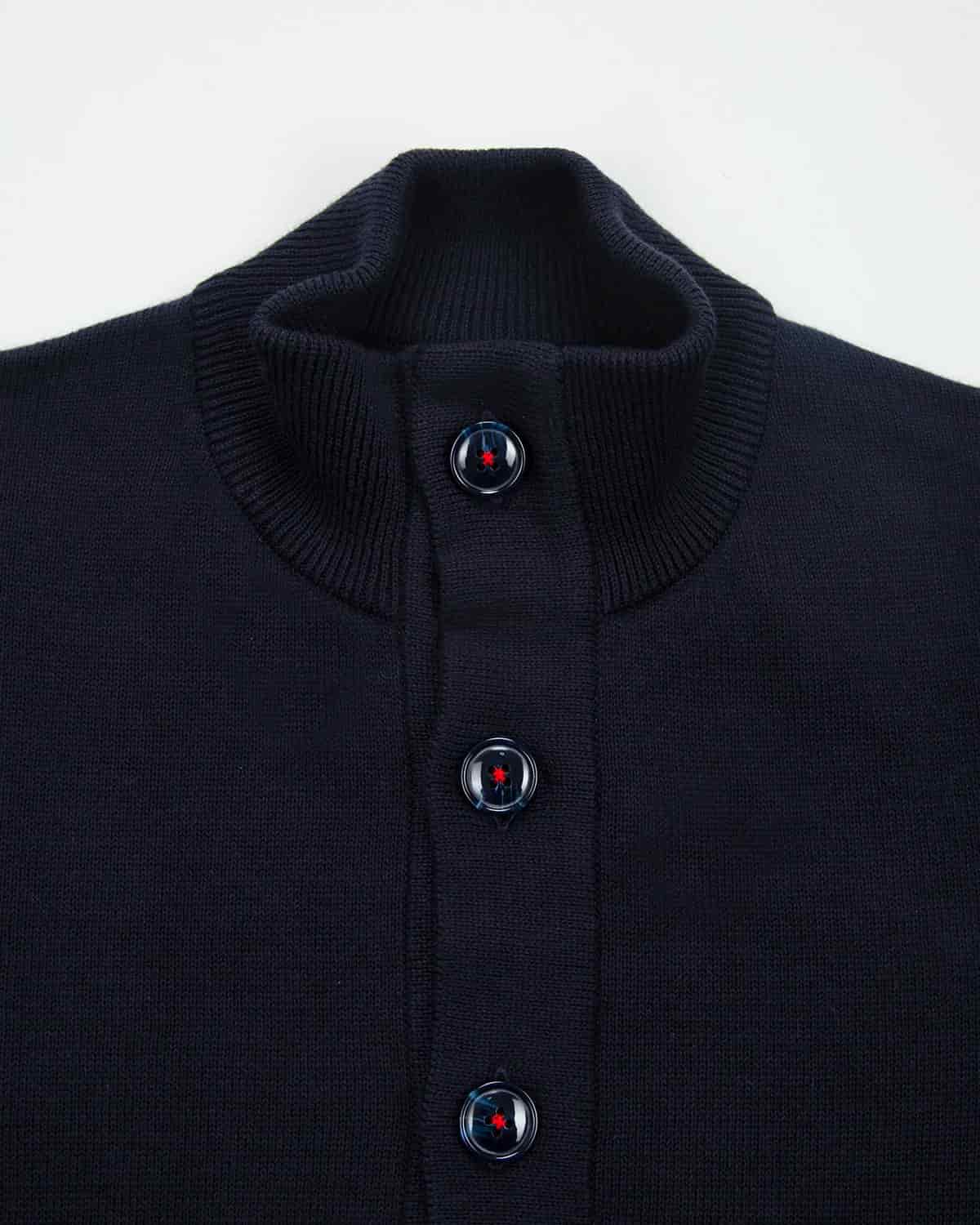 Chaqueta Punto Botón Contraste Algodón Azul Oscuro - miniatura 2