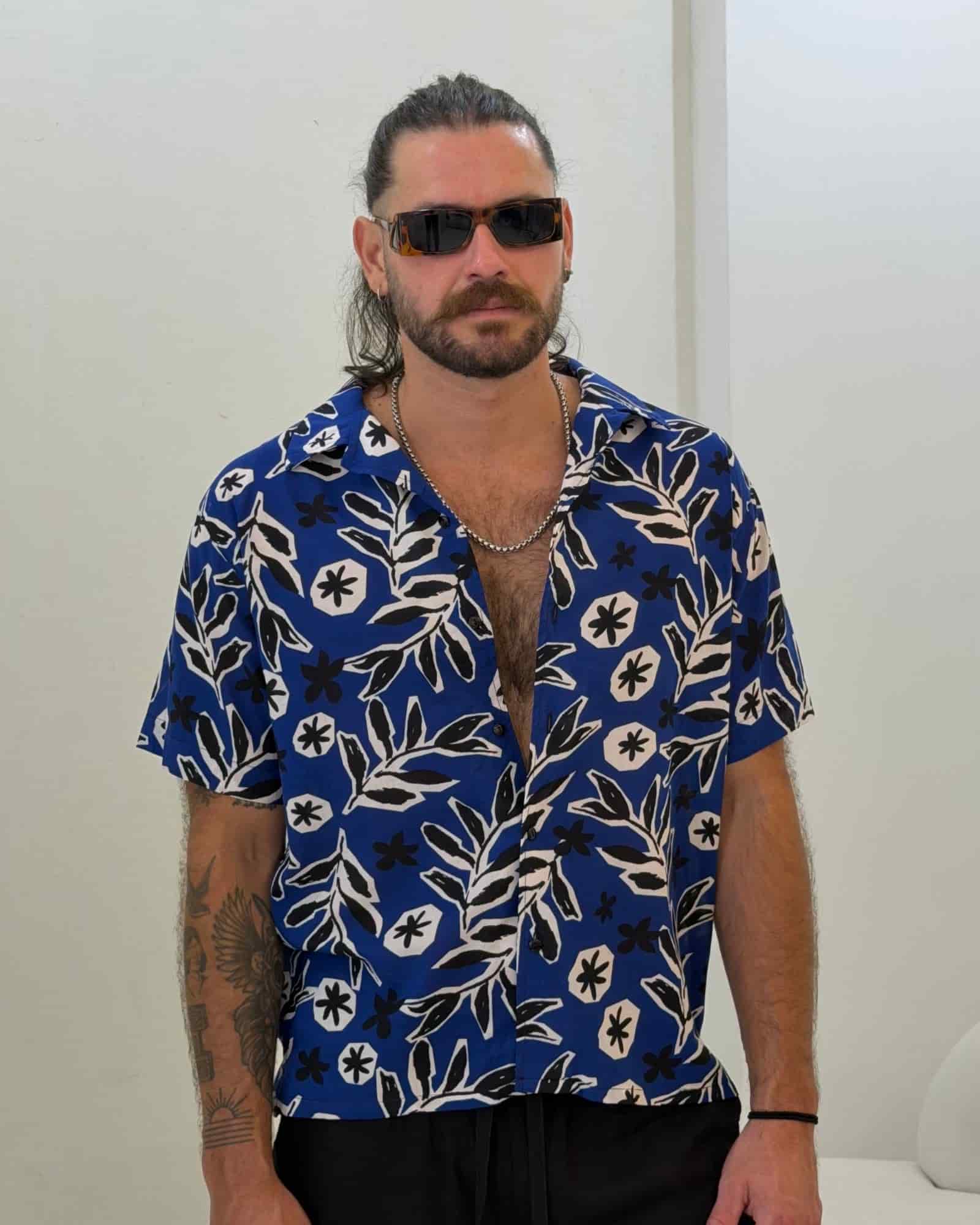 Camisa 3/4 dark blue flowers - miniatura 3
