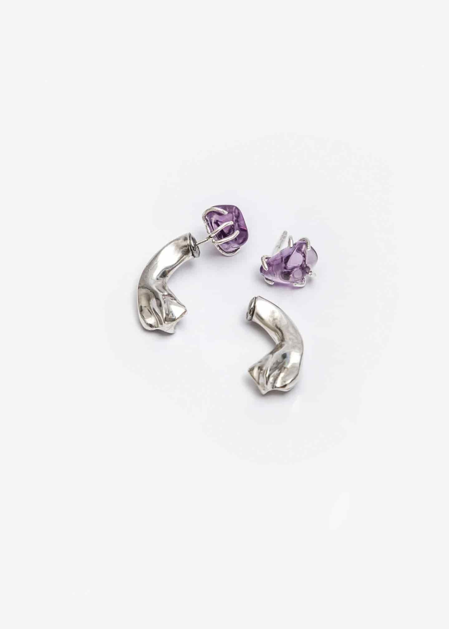 Aretes Amethyst mini Petal Curve - miniatura 3