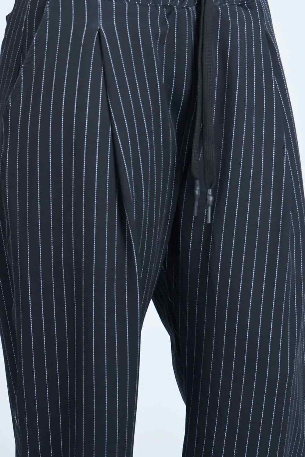 Pantalón jogger balloon raya tiza con prenses Negro - miniatura 5