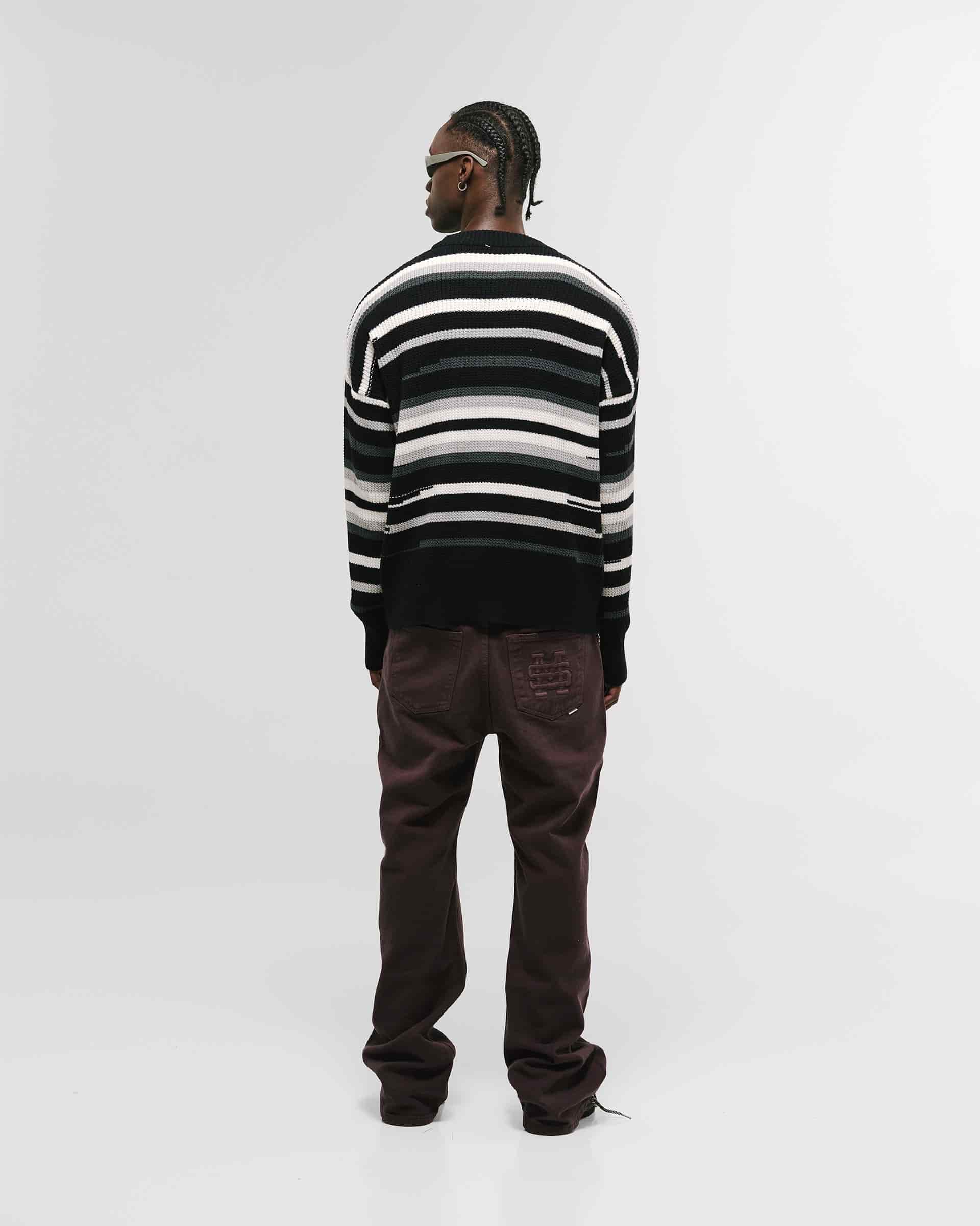 Striped Knitwear Sweater – Negro, Crema y Gris - miniatura 3