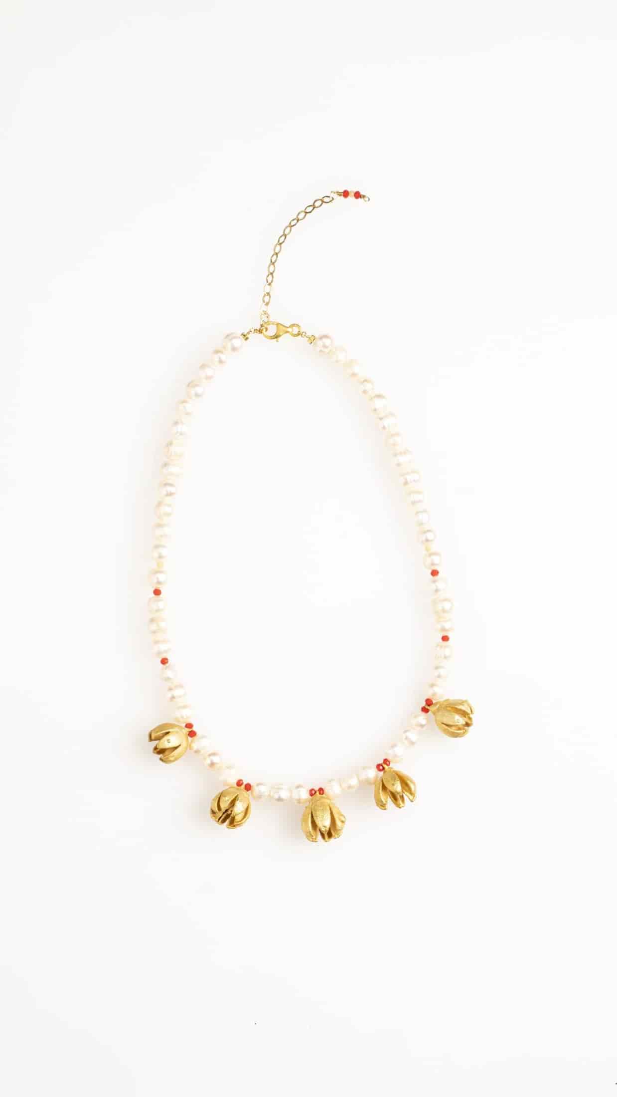 COLLAR CORTO SEMILLAS DE ENEBRO Y PERLAS - miniatura 1