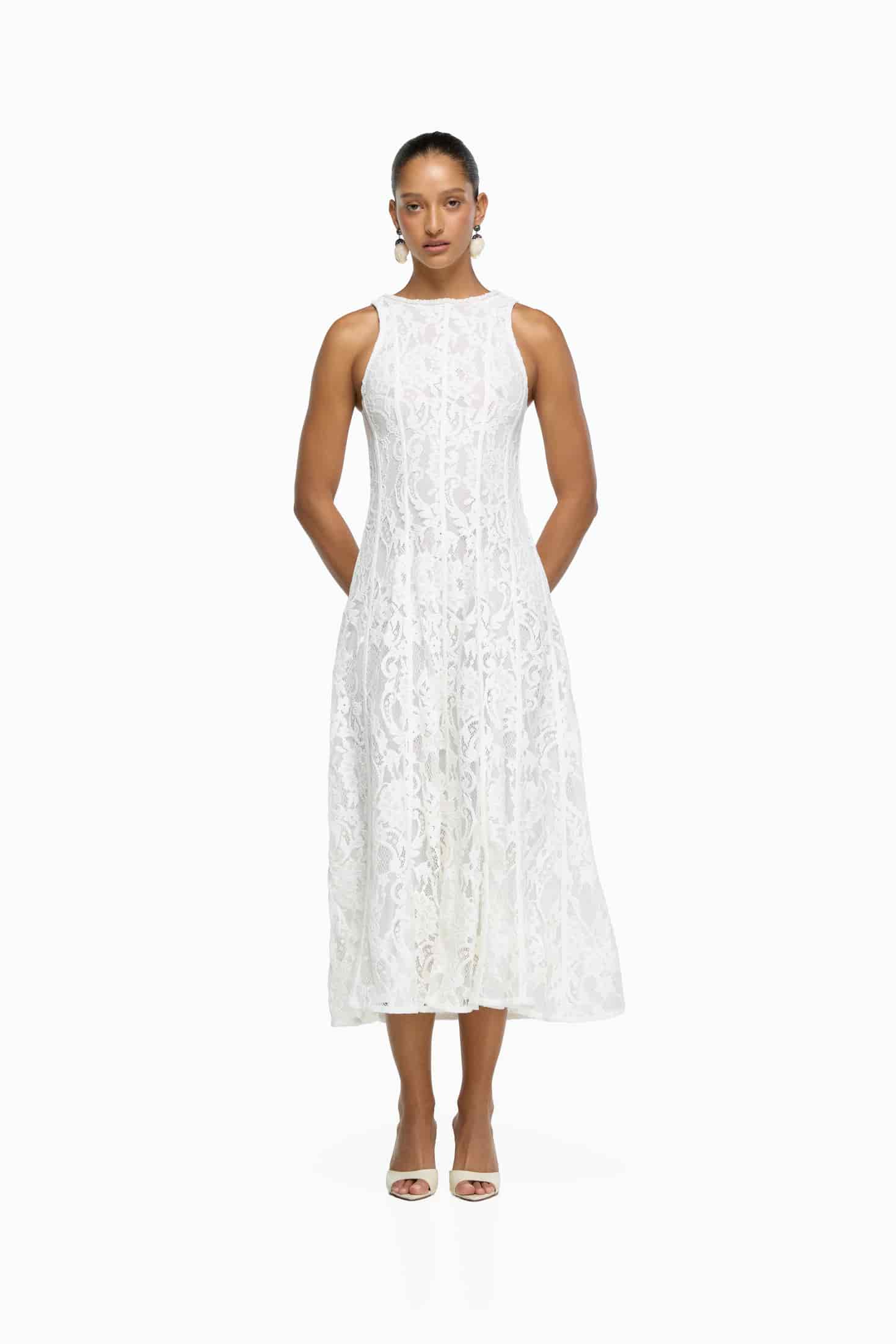 ANTOINETTE MIDI DRESS WHITE - miniatura 1