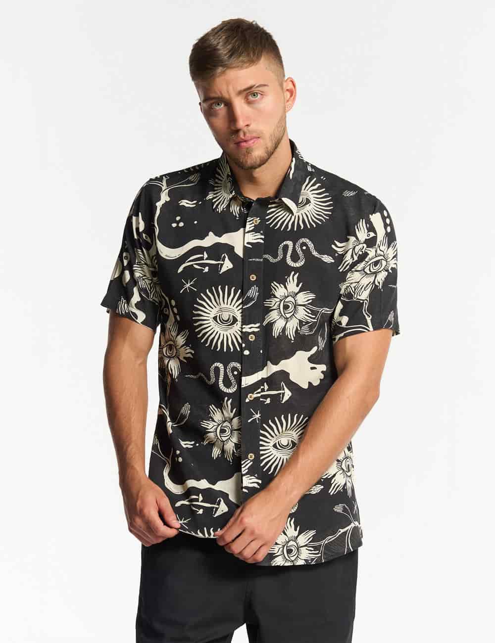 Camisa Regular Fit Chacras  negro + crudo Hombre - miniatura 1