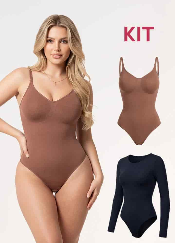 Kit 2 Bodys: Tanga Seamless y Manga Larga | Salome 5601 + 5008 | Ant 7001 + 03L5 - miniatura 1