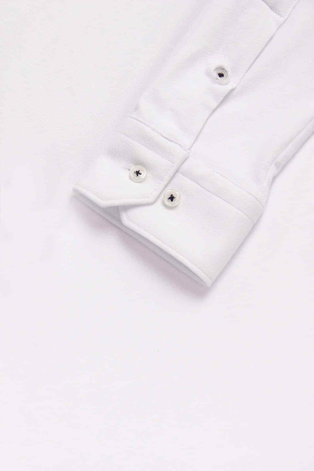 Camisa Piqué Polera Algodón Blanco - miniatura 3