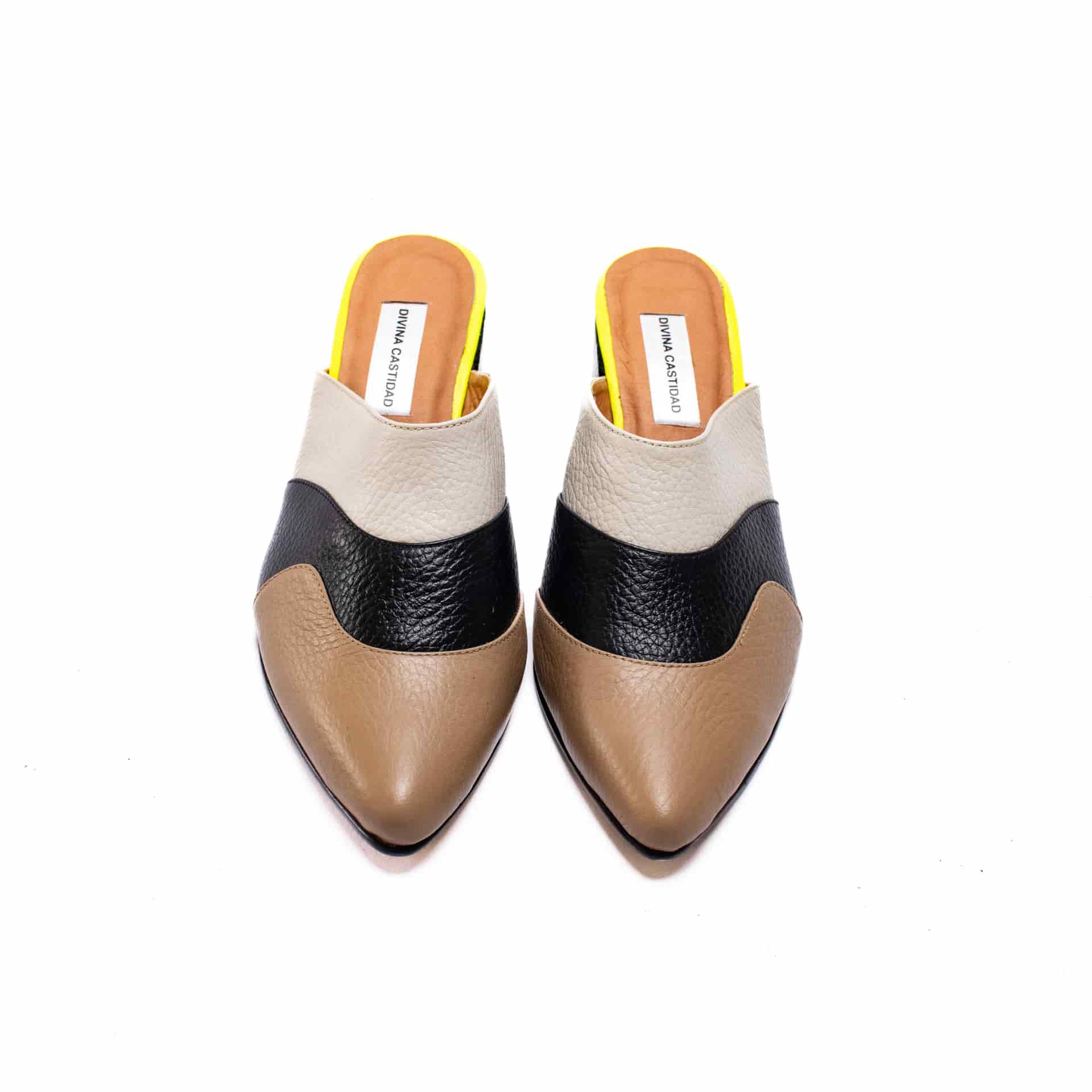 OLA MULES beige, negro y cocoa - miniatura 3