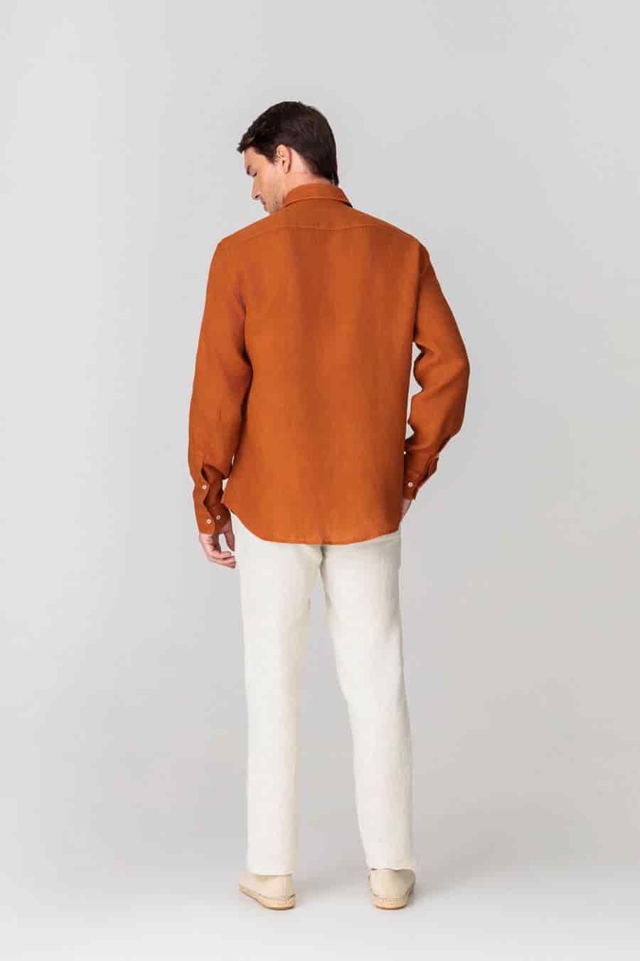 Men's linen pants beige basic - miniatura 4