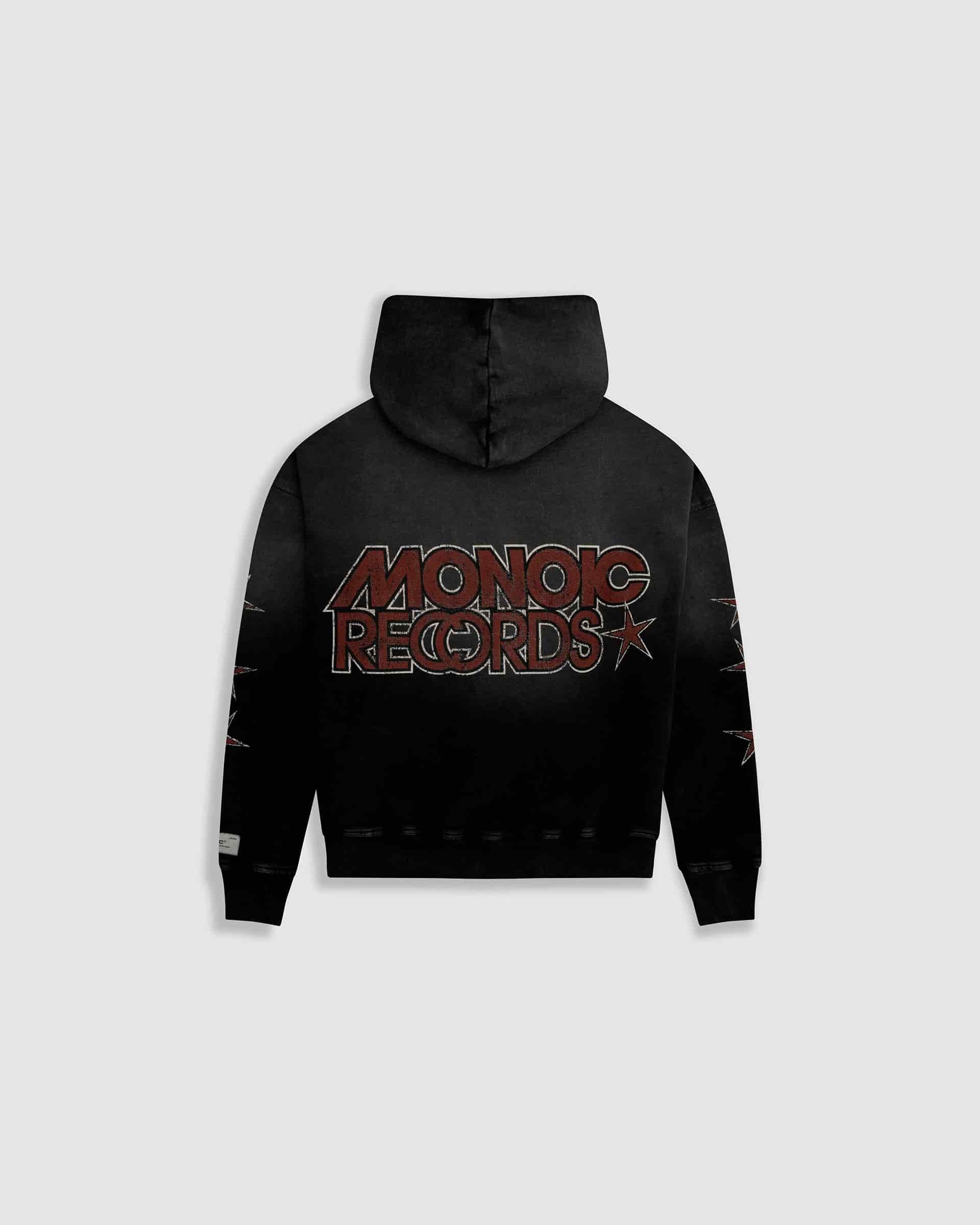 Zip Hoodie Monoic Records - Negro Desgastado - miniatura 8