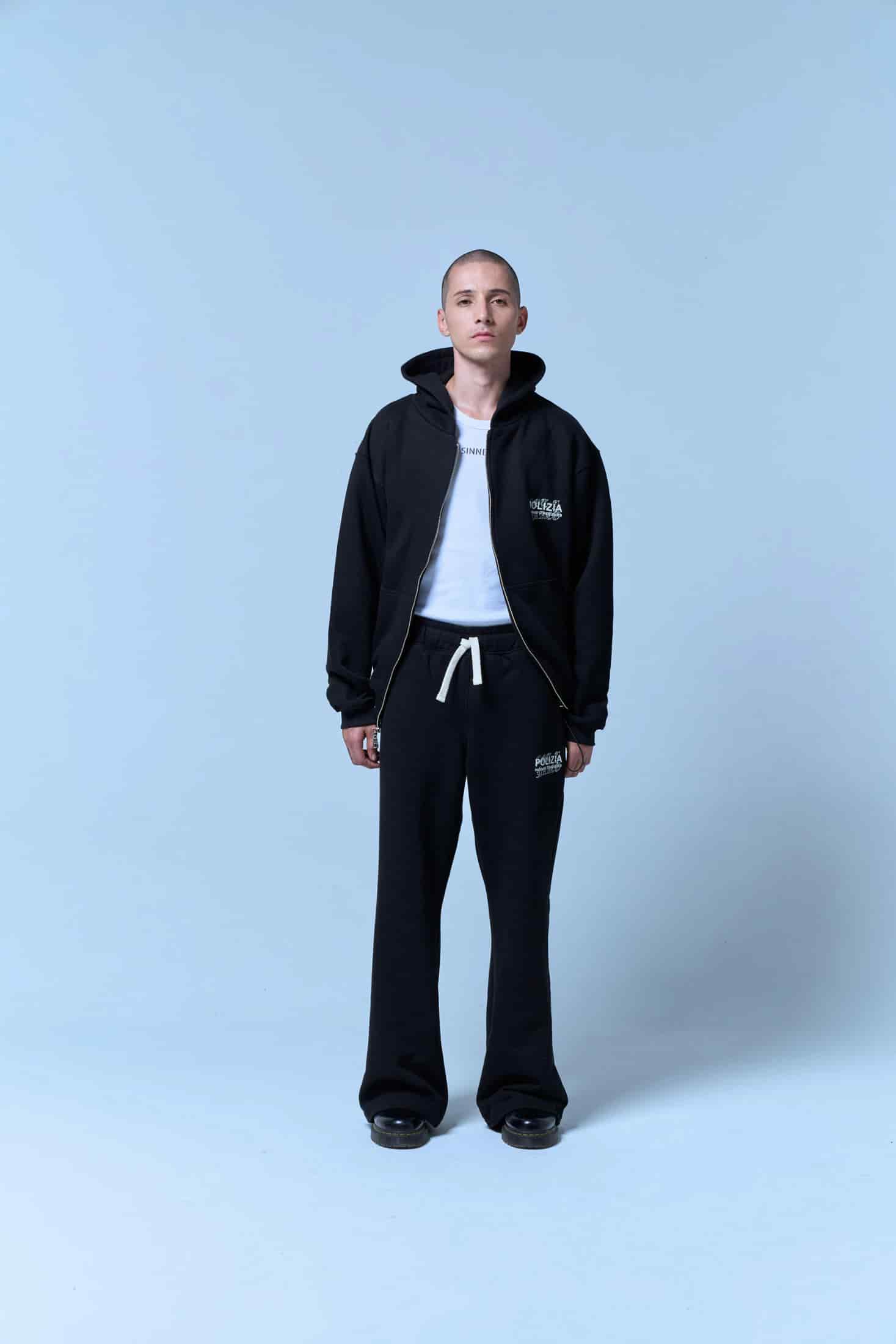 POLIZIA BLACK FLARED SWEATPANTS - miniatura 2