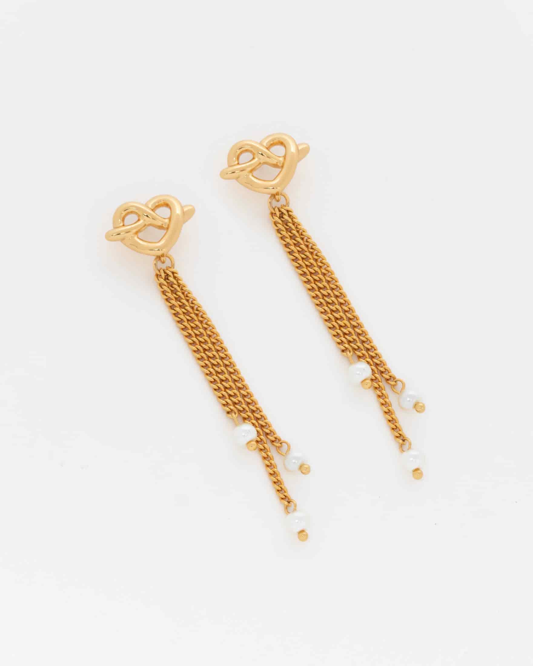 Aretes Corazón Lazo Perla - miniatura 4