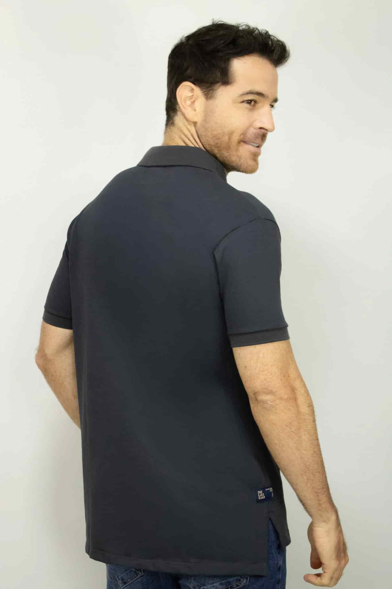 Camiseta Polo Manga Corta Gris Para Hombre - miniatura 3