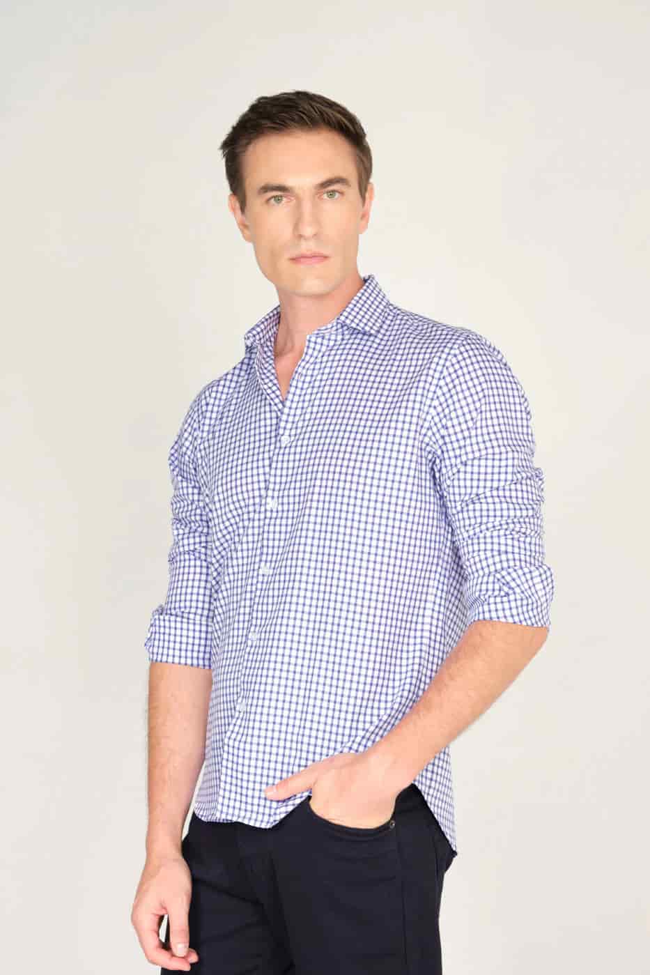 Camisa Classic Algodón Azul Cuadros - miniatura 2
