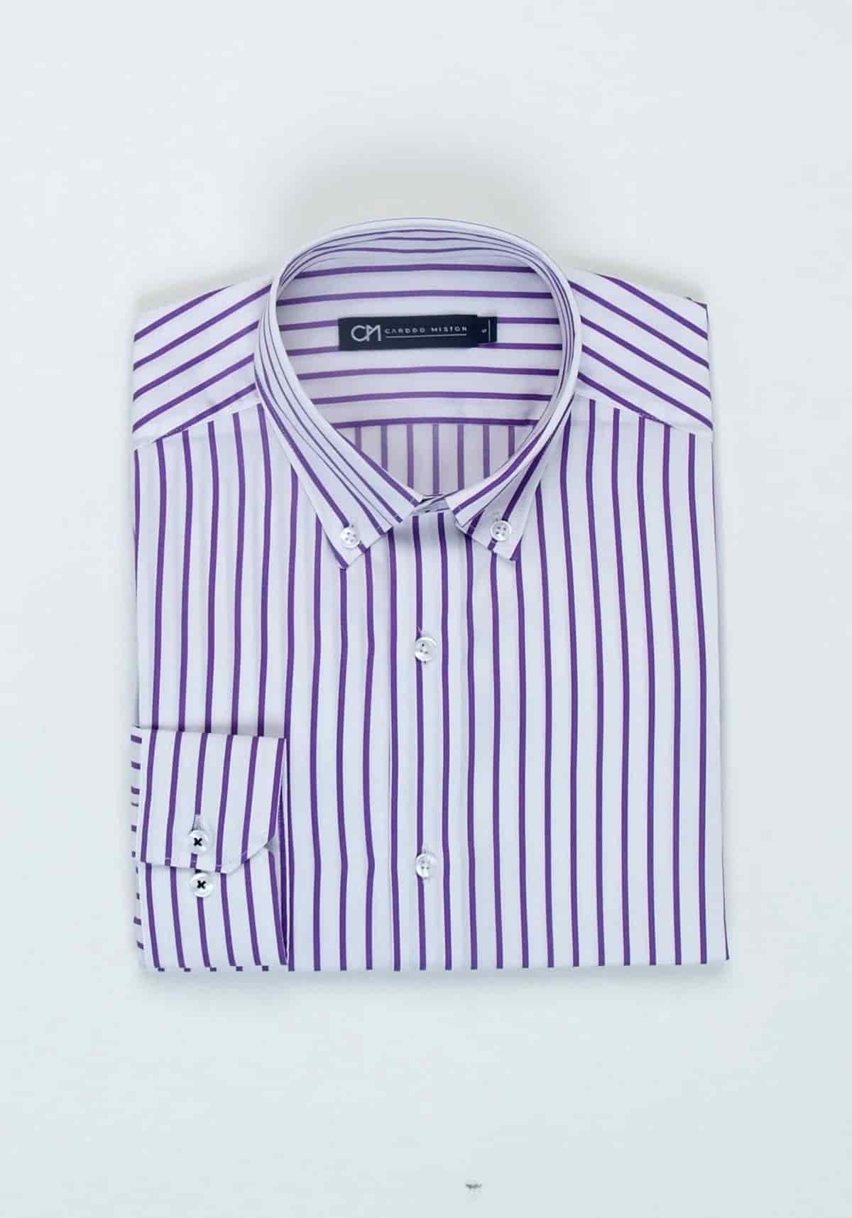 Camisa Sarga Raya Algodón Lila - miniatura 5