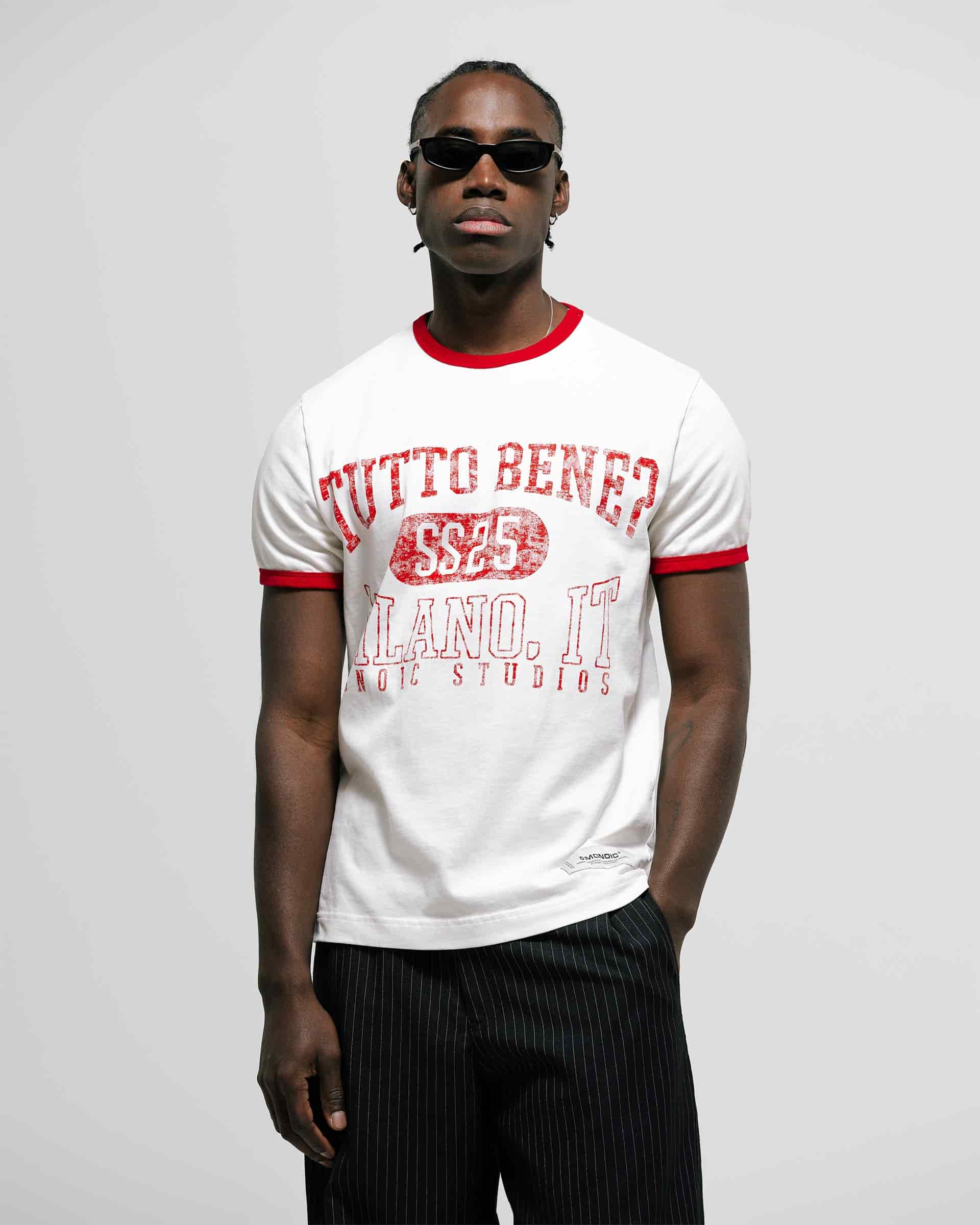 Camiseta Tutto Bene Ringer Fit - Blanco Hueso - miniatura 2