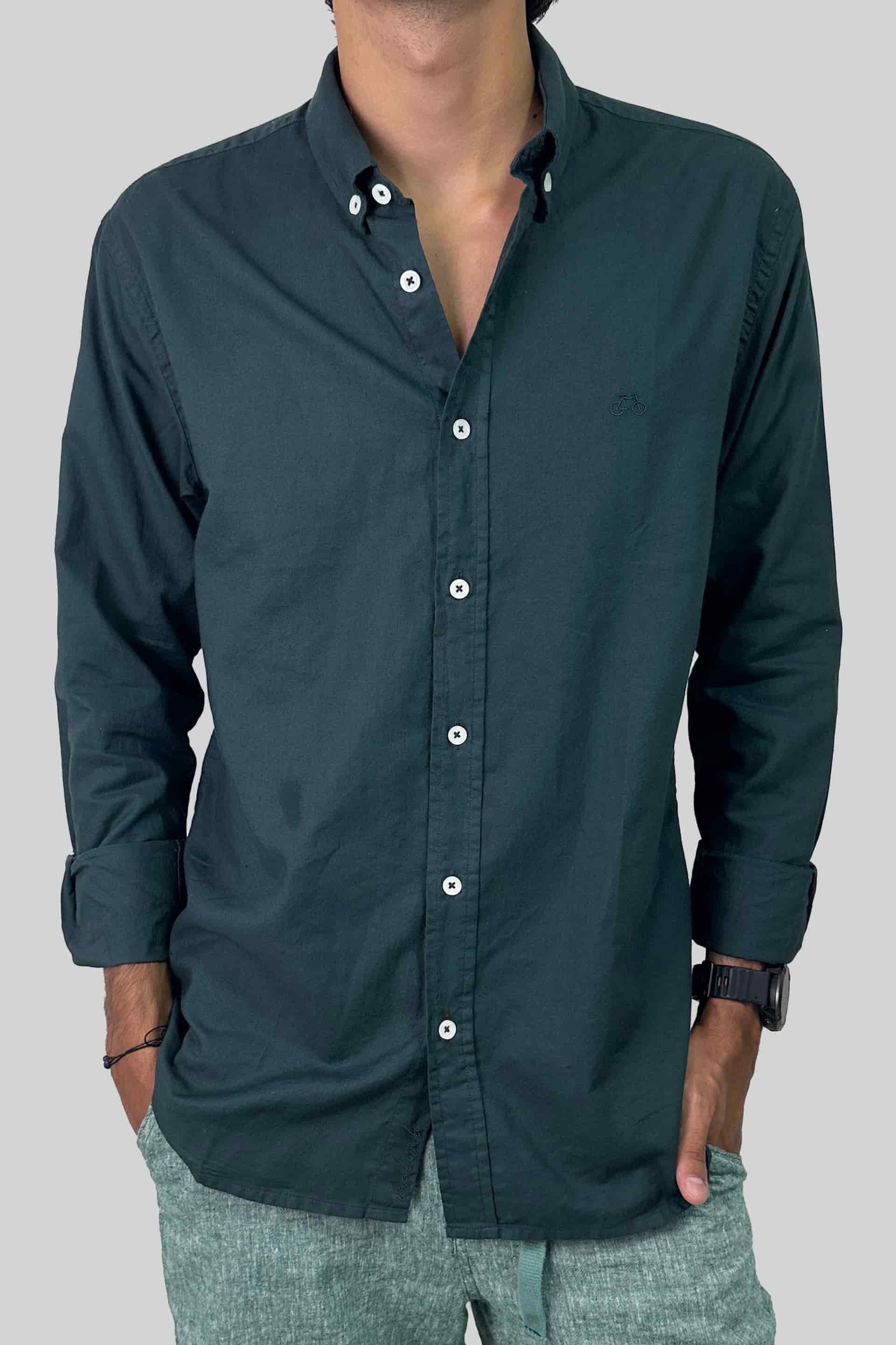 CAMISA OXFORD VERDE PETROLEO - miniatura 2