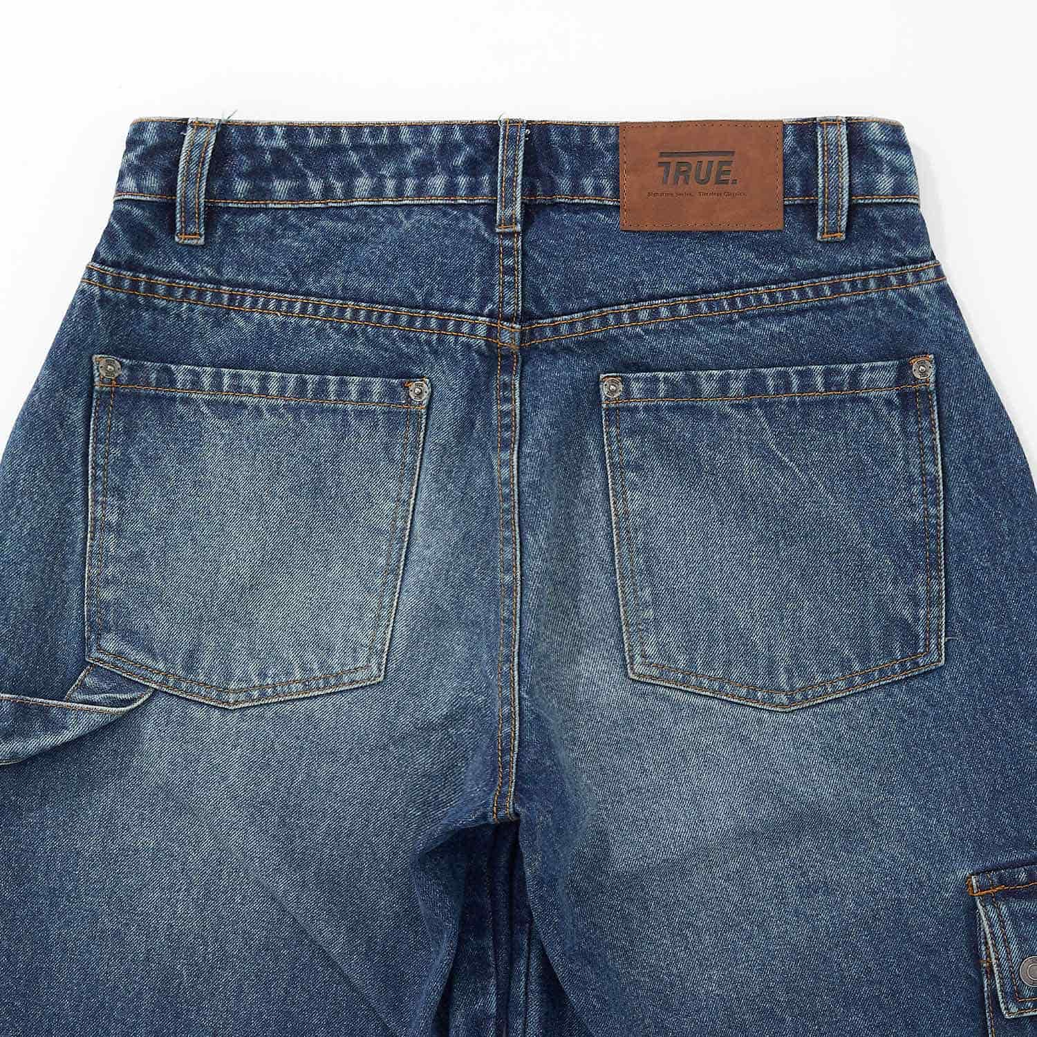 Cargo Multi-Pocket Denim Pants - Deep Blue - miniatura 6