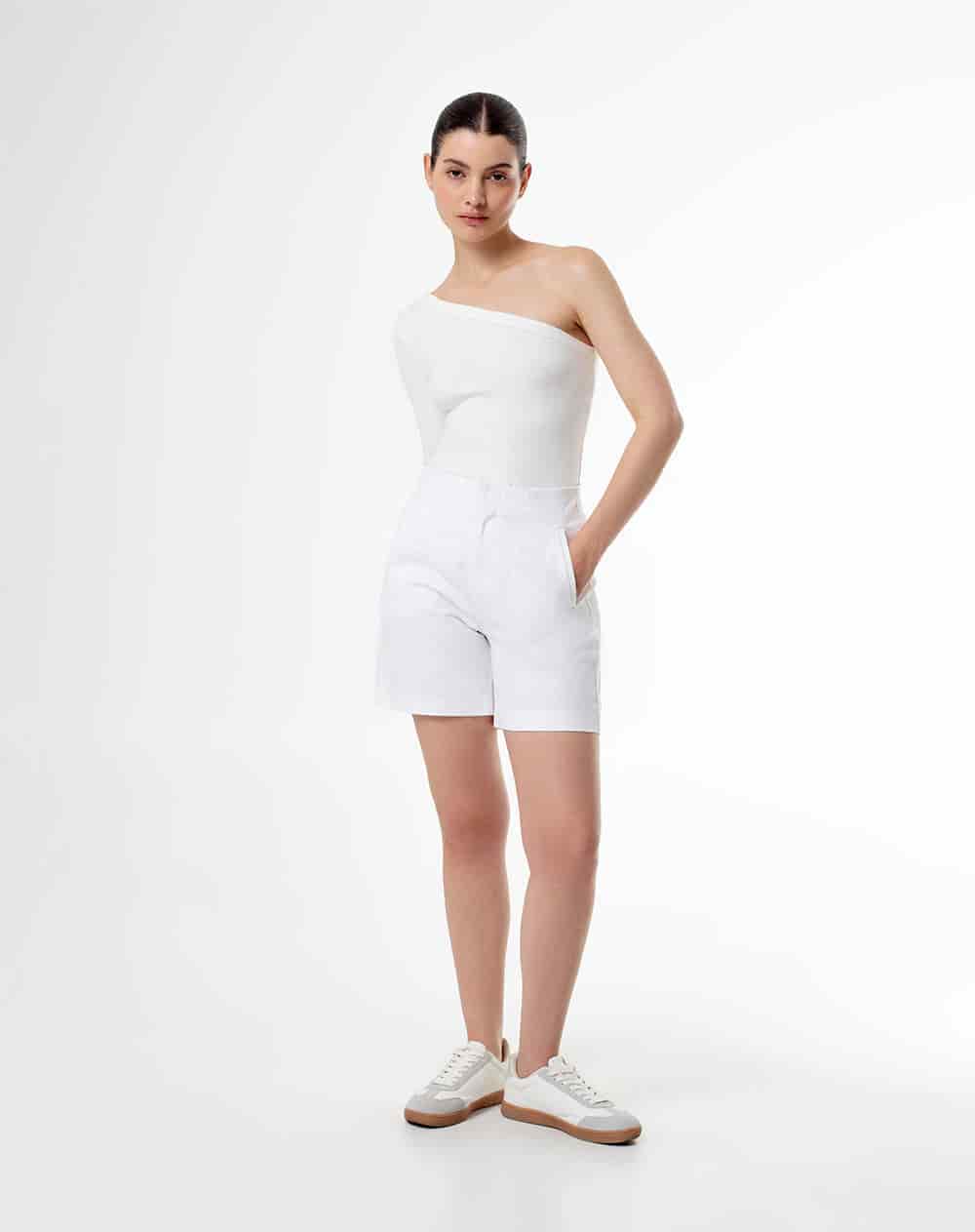 Camibuzo un solo hombro slim blanco mujer - miniatura 4
