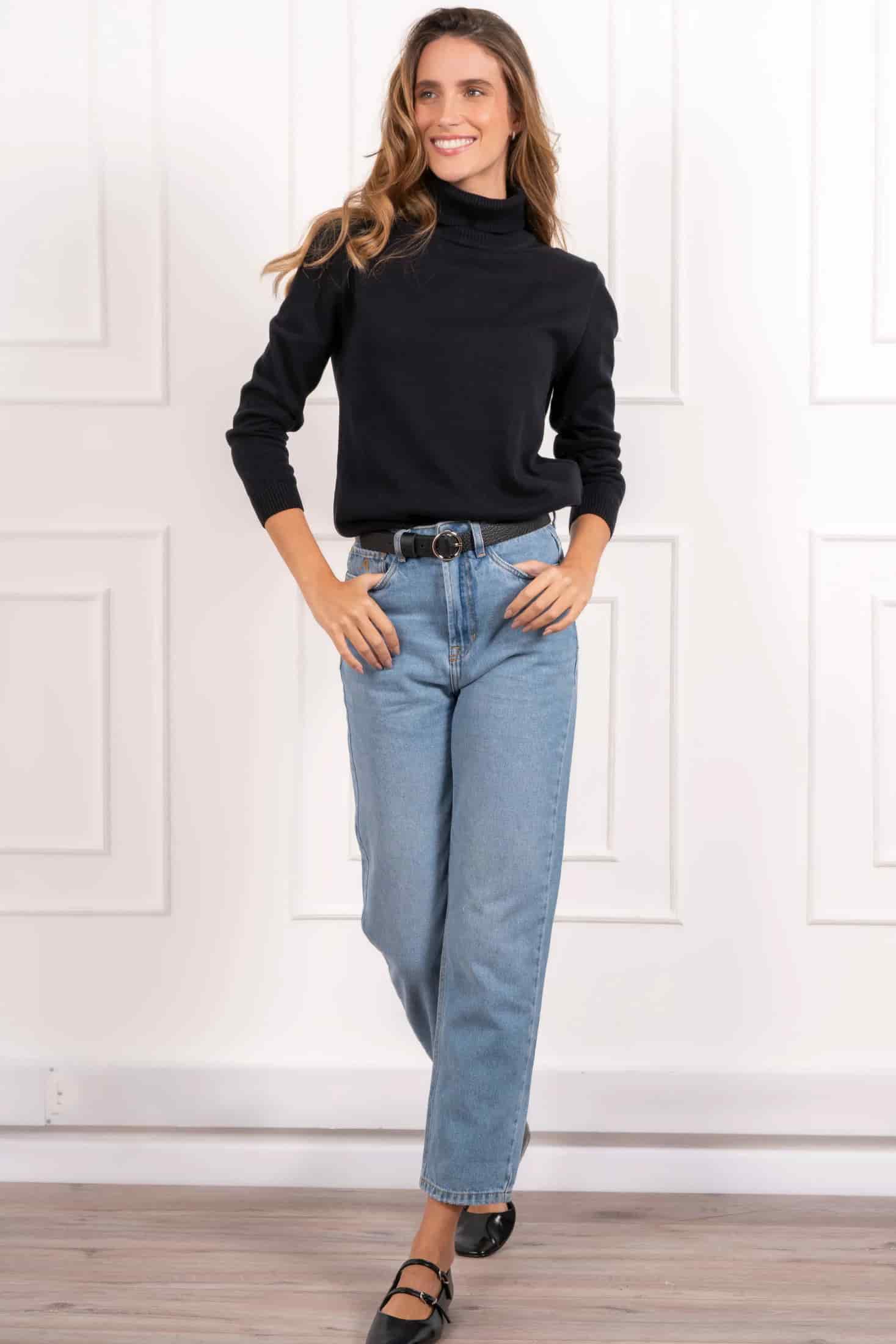 Suéter Cuello tortuga Mujer Negro - miniatura 2