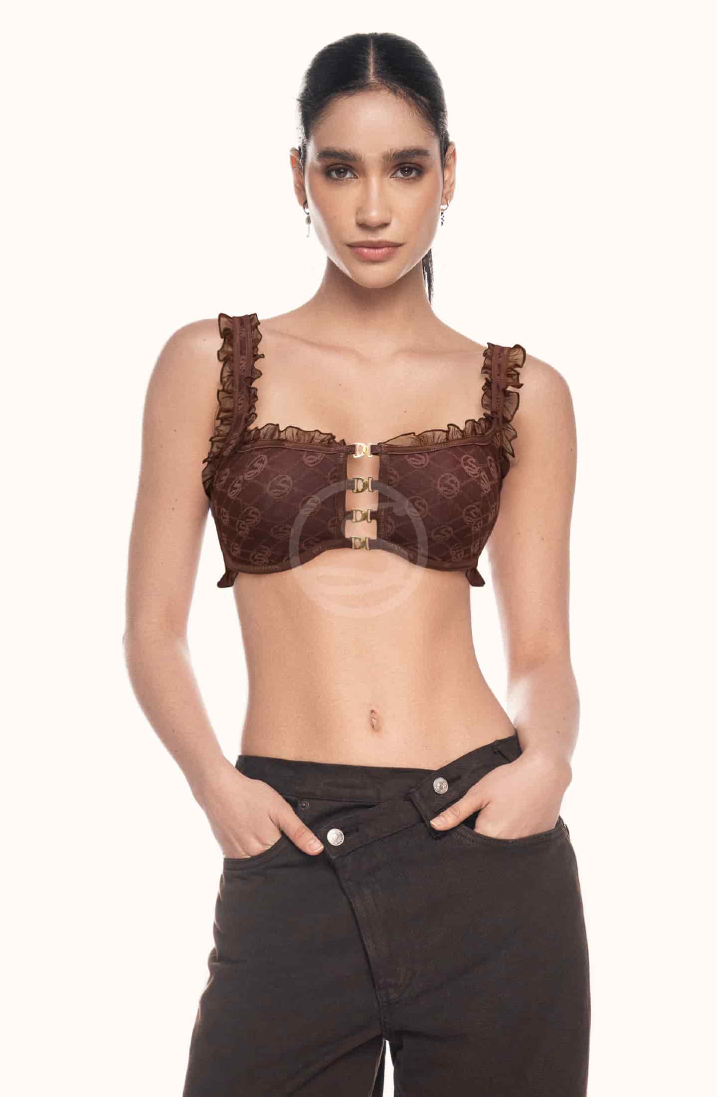 Bralette Fuego Marrón Logo Manía Santísimas Ref. S-621 - miniatura 1