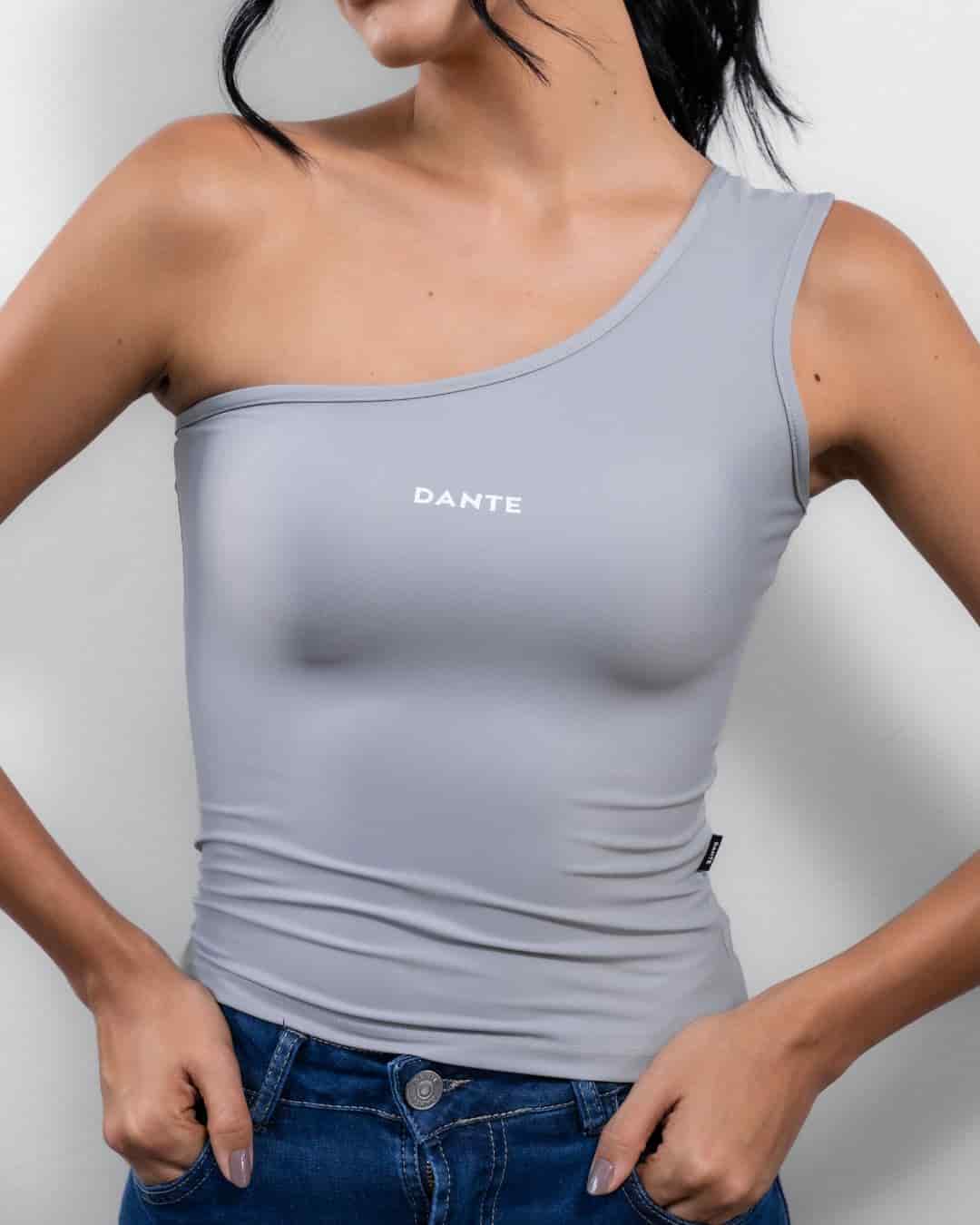 Top Antimanchas Gris One Shoulder - miniatura 2