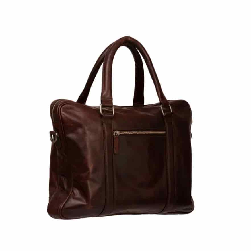 Men's bronw leather briefcase - miniatura 4
