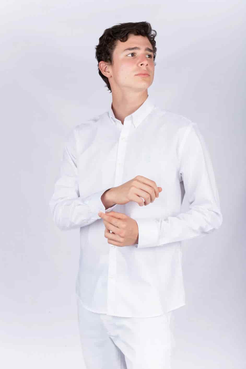 Camisa Oxford Blanca A Azul R - miniatura 1