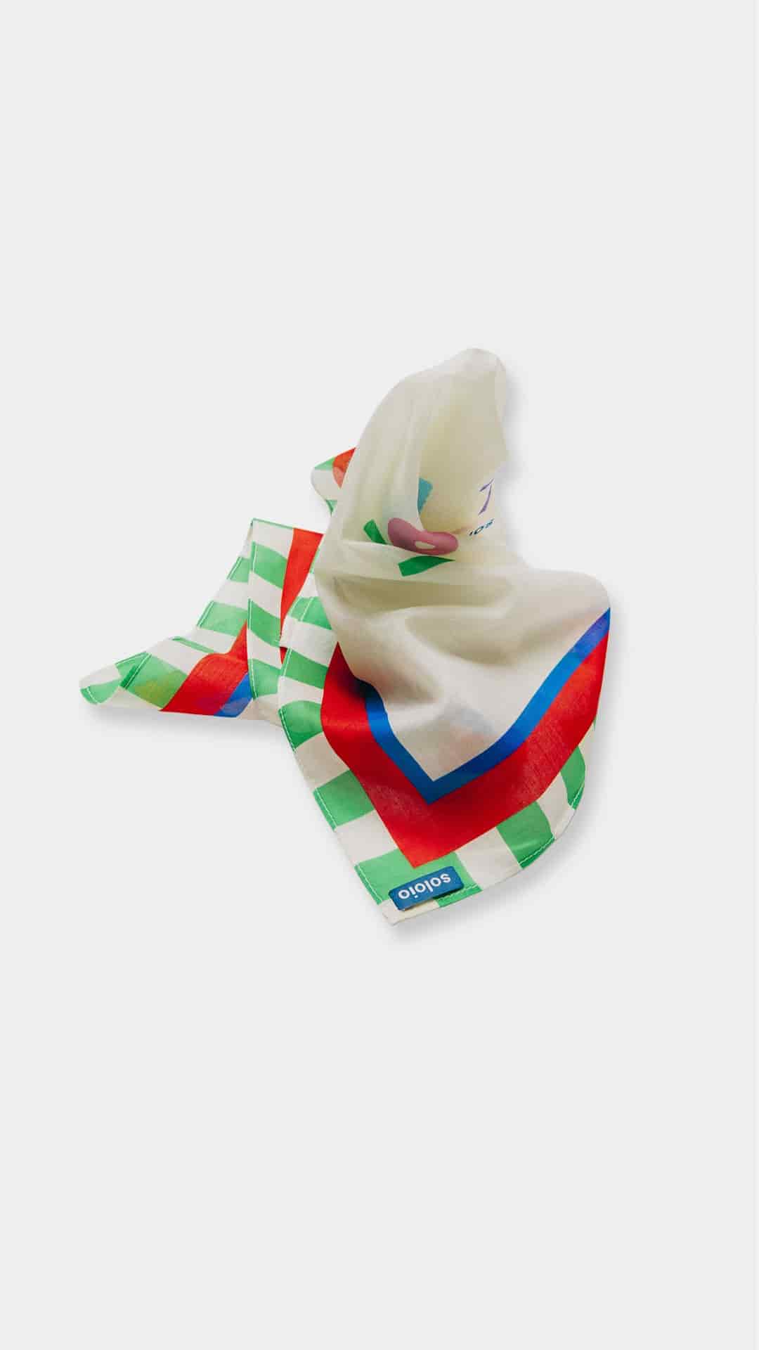 Women's cotton silk green square scarf small "Cool Mom" - miniatura 2