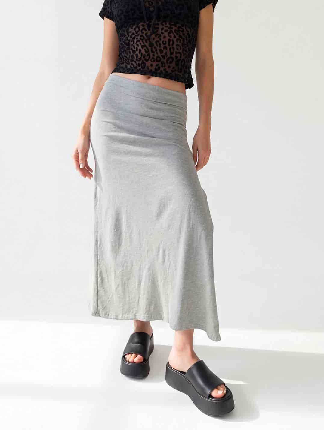 GREY SLIT SKIRT - miniatura 3