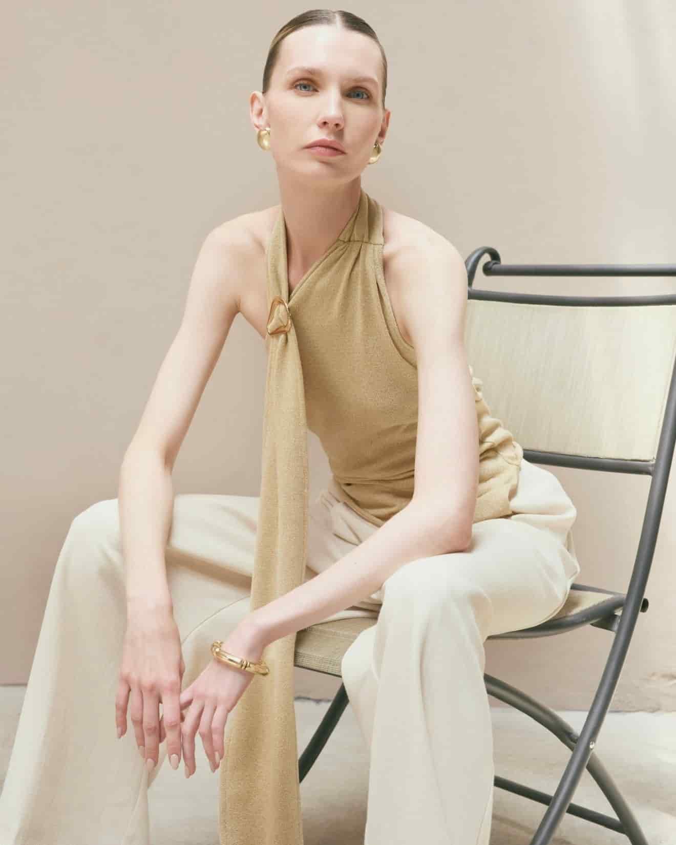 Top Afrodita Beige-Dorado - miniatura 3