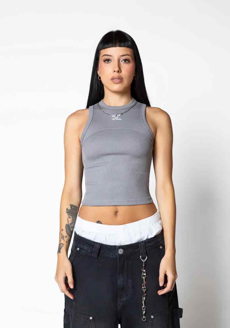 Dopamine grey rib tank top - miniatura 8