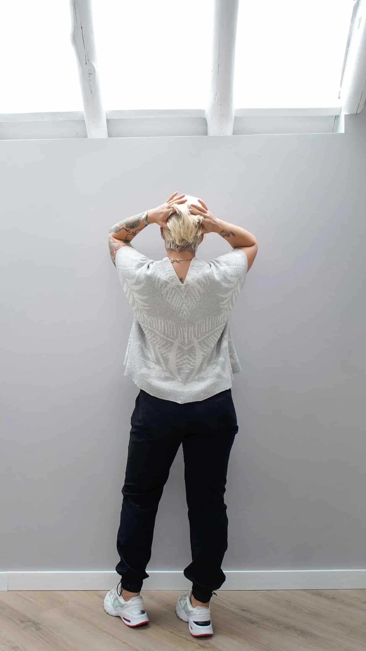 Blusa Palmas - gris claro y crudo - miniatura 8