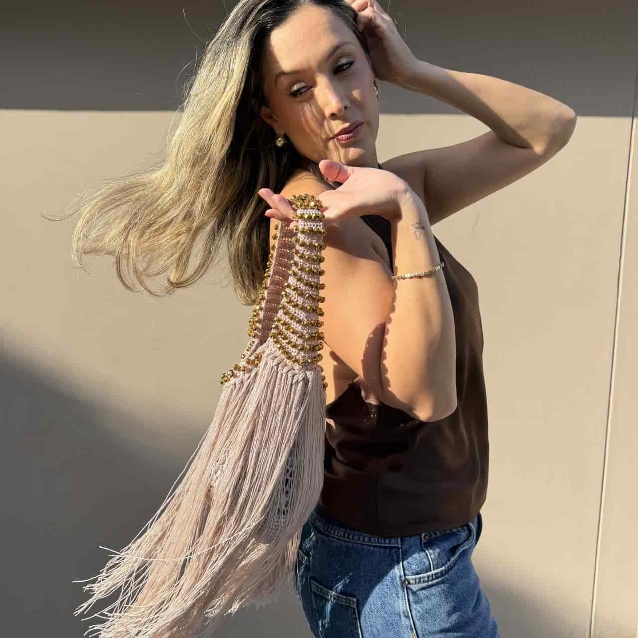The Cascade Fringe Bag Luxury Handmade Statement Hand Bag - miniatura 3