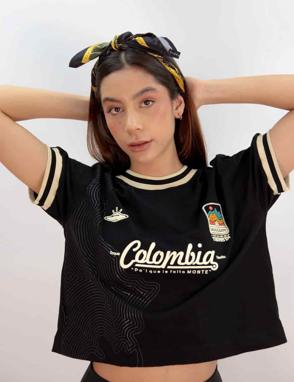 Camiseta Oversized Colombia negro Mujer - miniatura 5