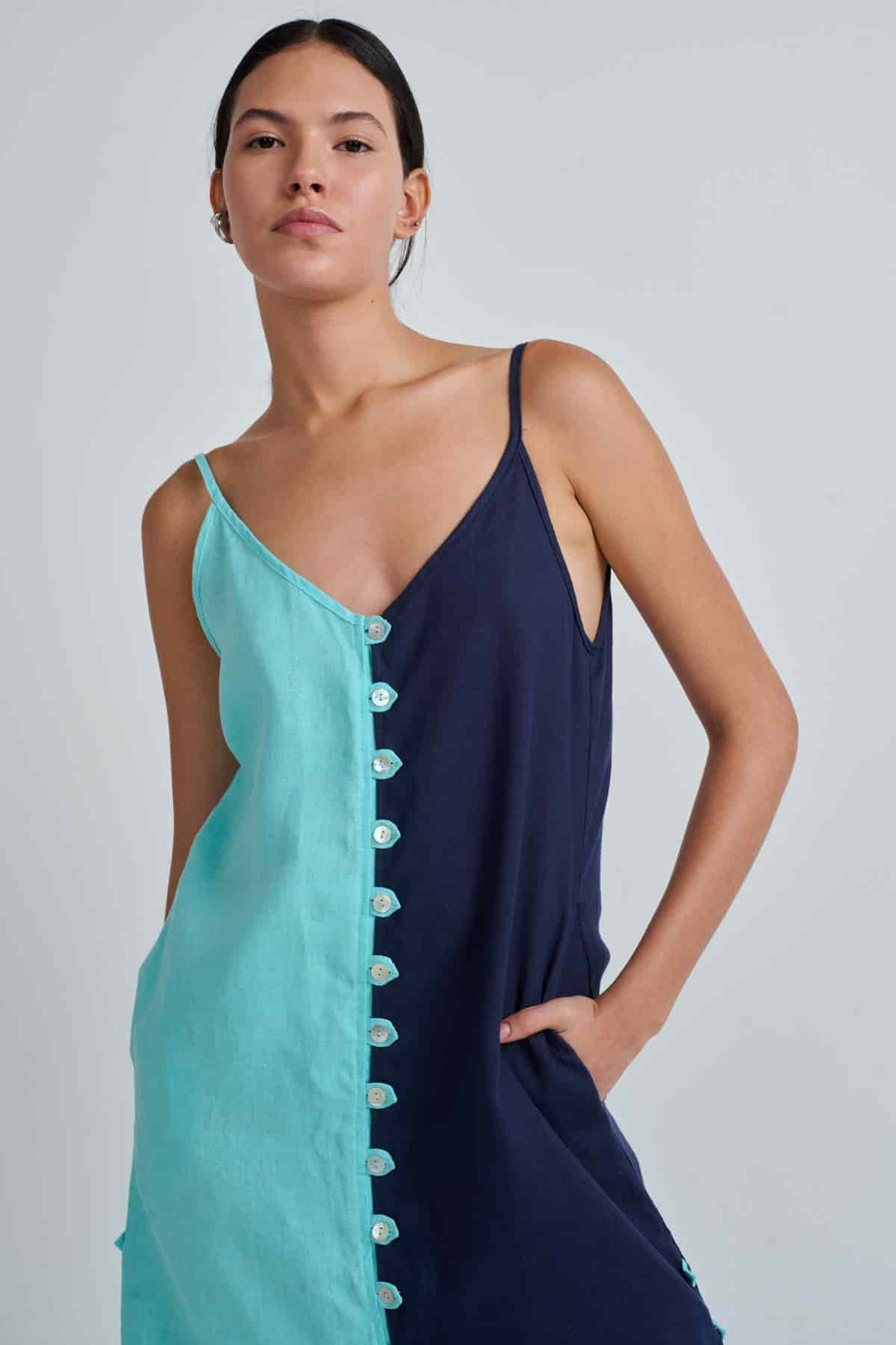 YANNA DRESS AQUA/NAVY - miniatura 2
