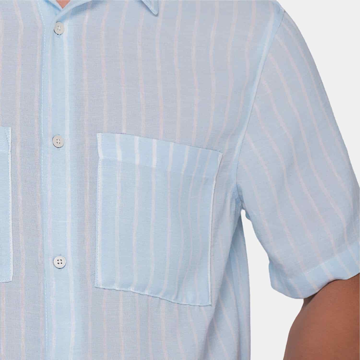 Vertical Stripes S/S Shirt Light Blue - miniatura 8