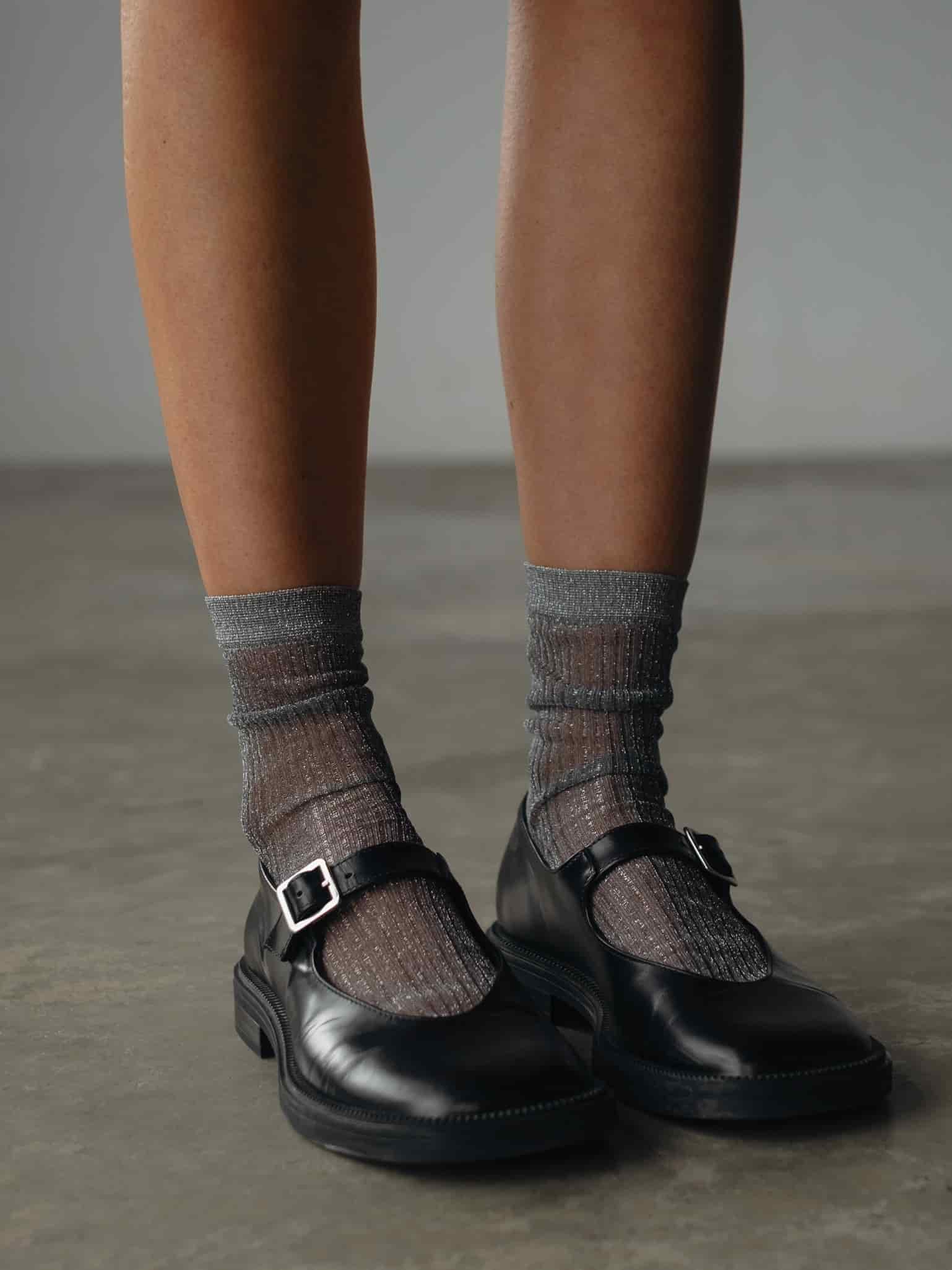 MESH SHINY SOCKS - PLATINUM - miniatura 1