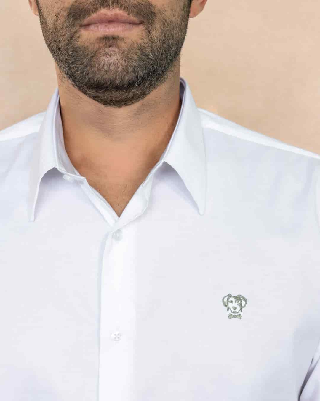 Camisa Antiarrugas Oxford Blanco Logo Sage - Talla Regular - miniatura 5