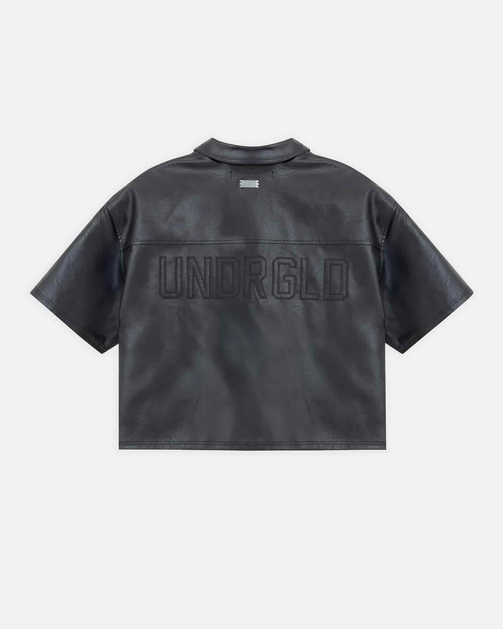 Capsule Basic Pleather Boxy Fit Shirt Black - miniatura 3
