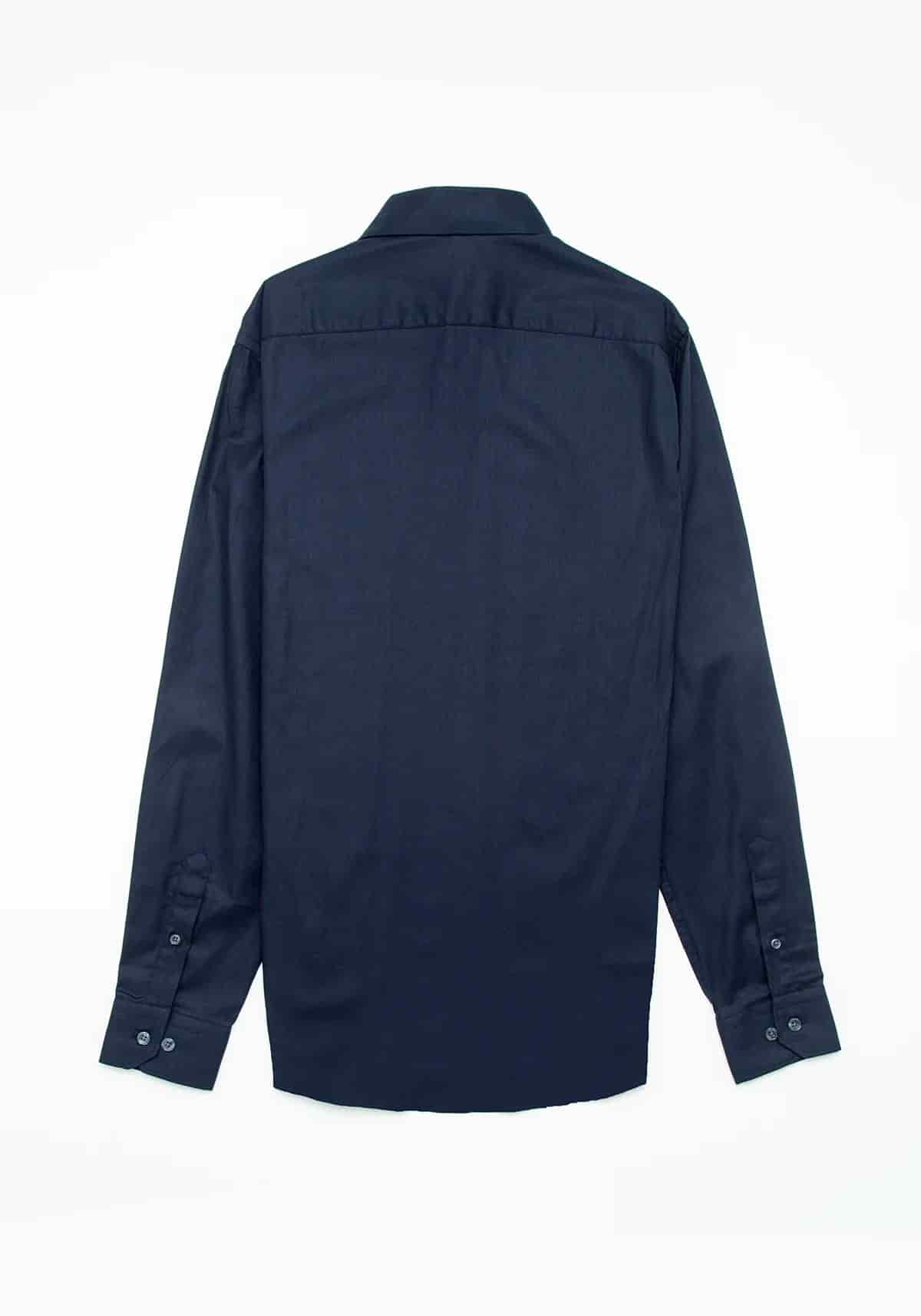 Camisa Dobby Espina de Pescado Algodón Azul Oscuro - miniatura 4