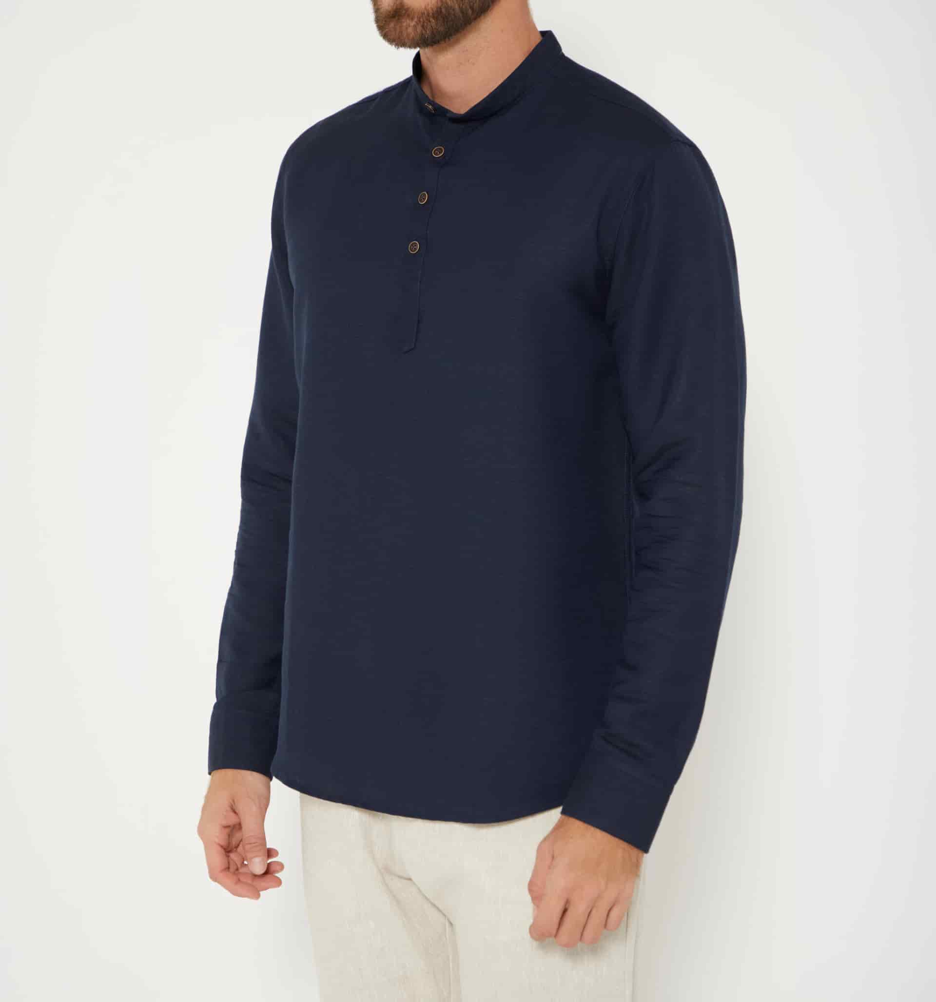 Camisa lino para hombre cuello nerú - miniatura 8