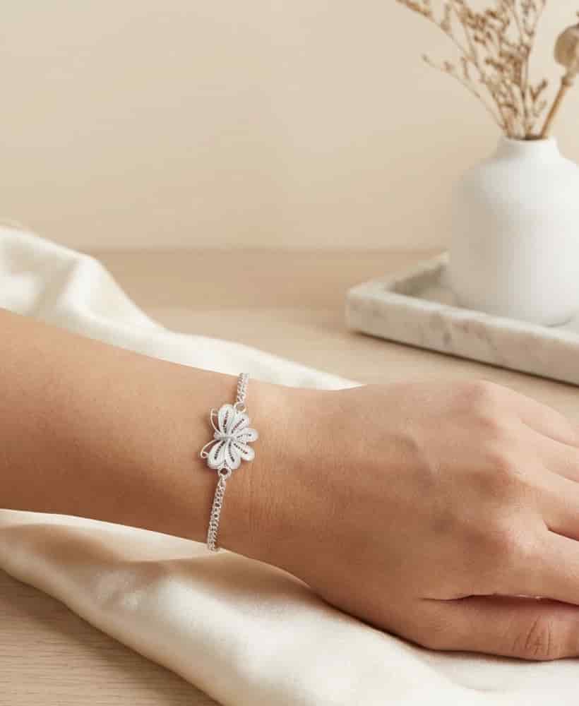 Pulsera mariposa en plata ley 950 - miniatura 2