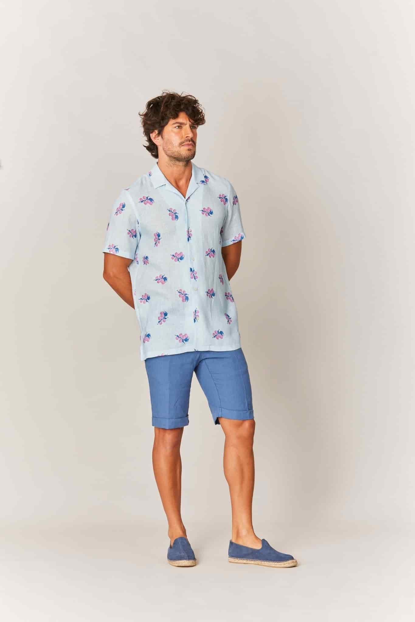 Men's linen shirt pink arezzo - miniatura 2