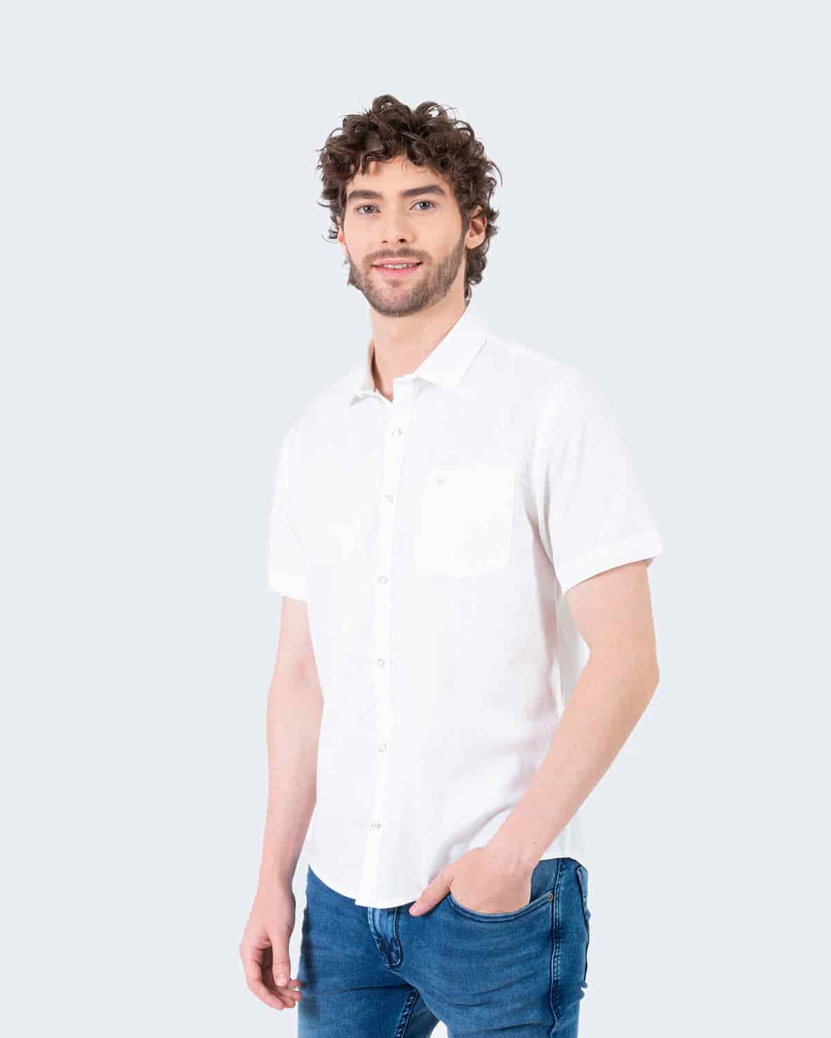 Camisa blanca manga corta para hombre - miniatura 50