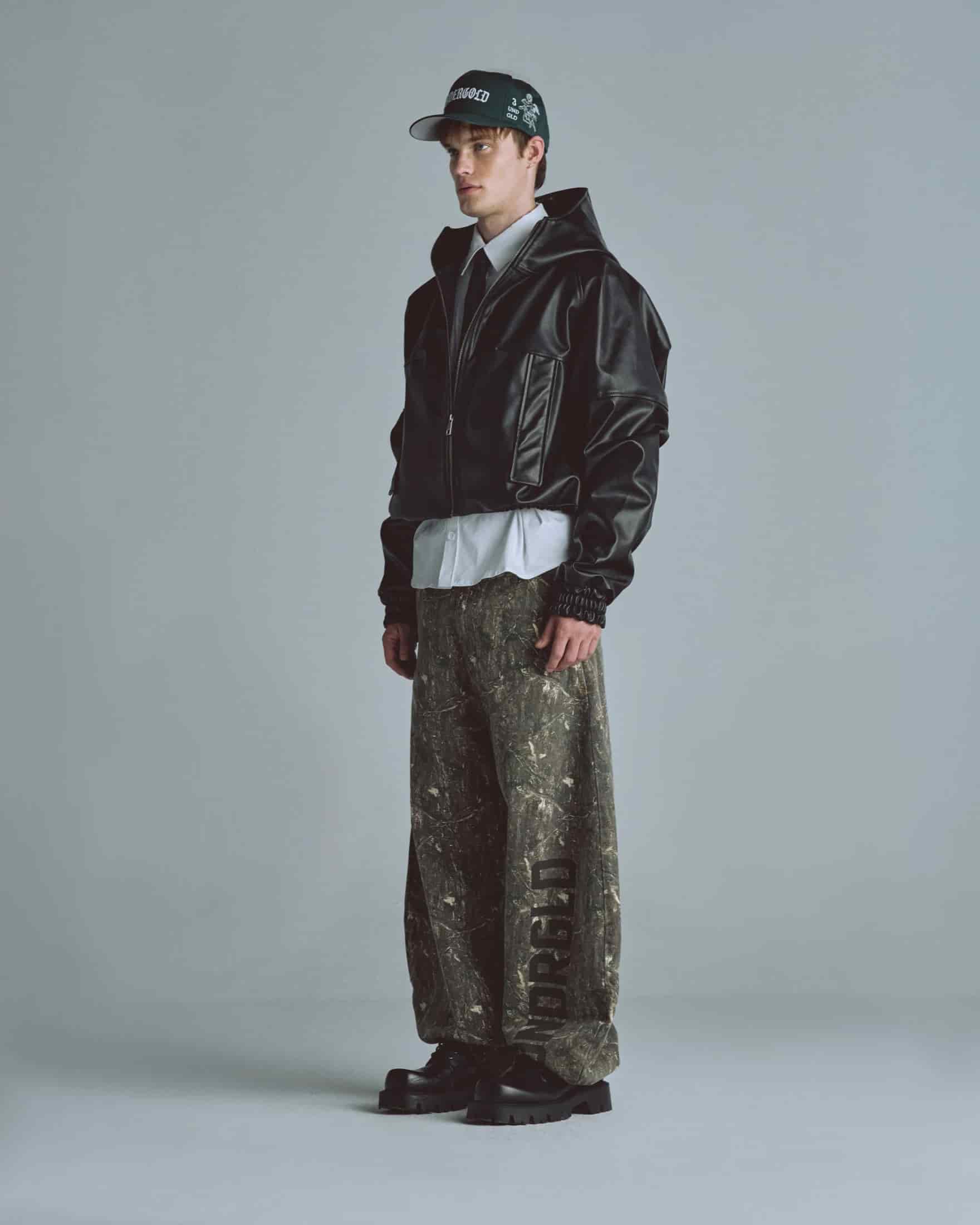 Basics UNDRGLD Leather Zip Up Hoodie Jacket Black - miniatura 6