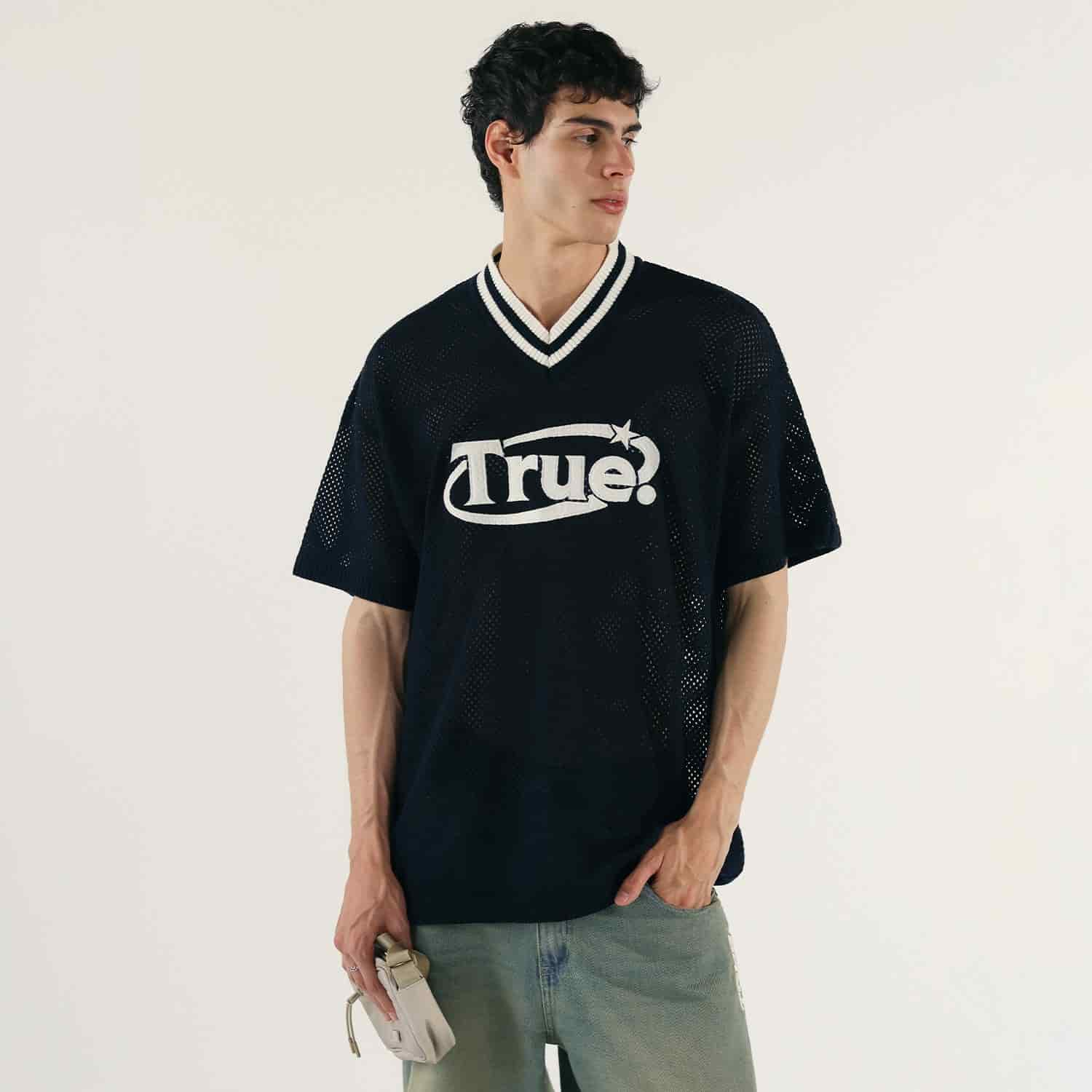 Oversized Knitted Jersey - Navy Blue - miniatura 2