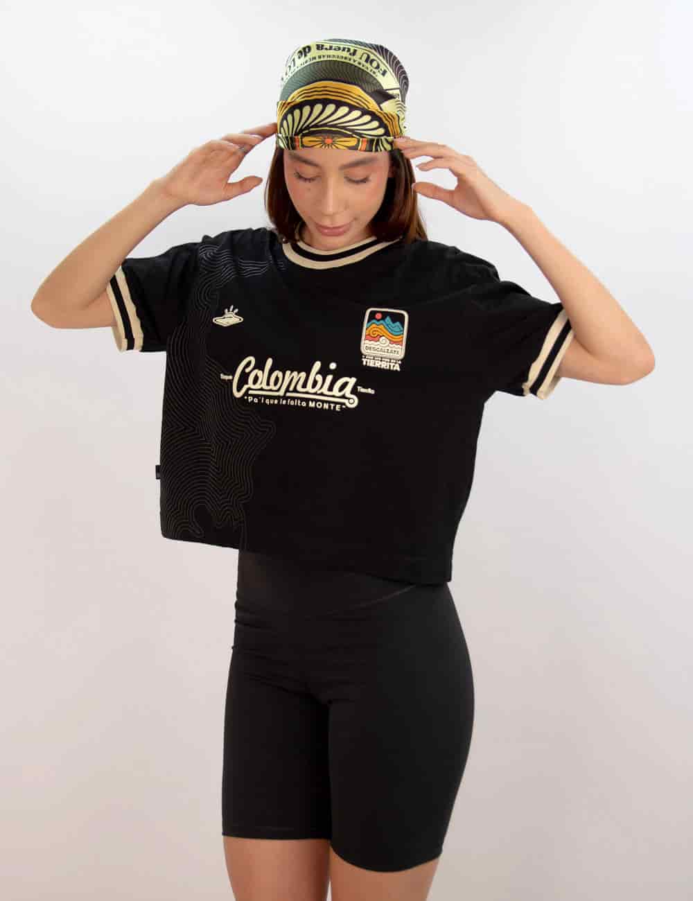 Camiseta Oversized Colombia negro Mujer - miniatura 2