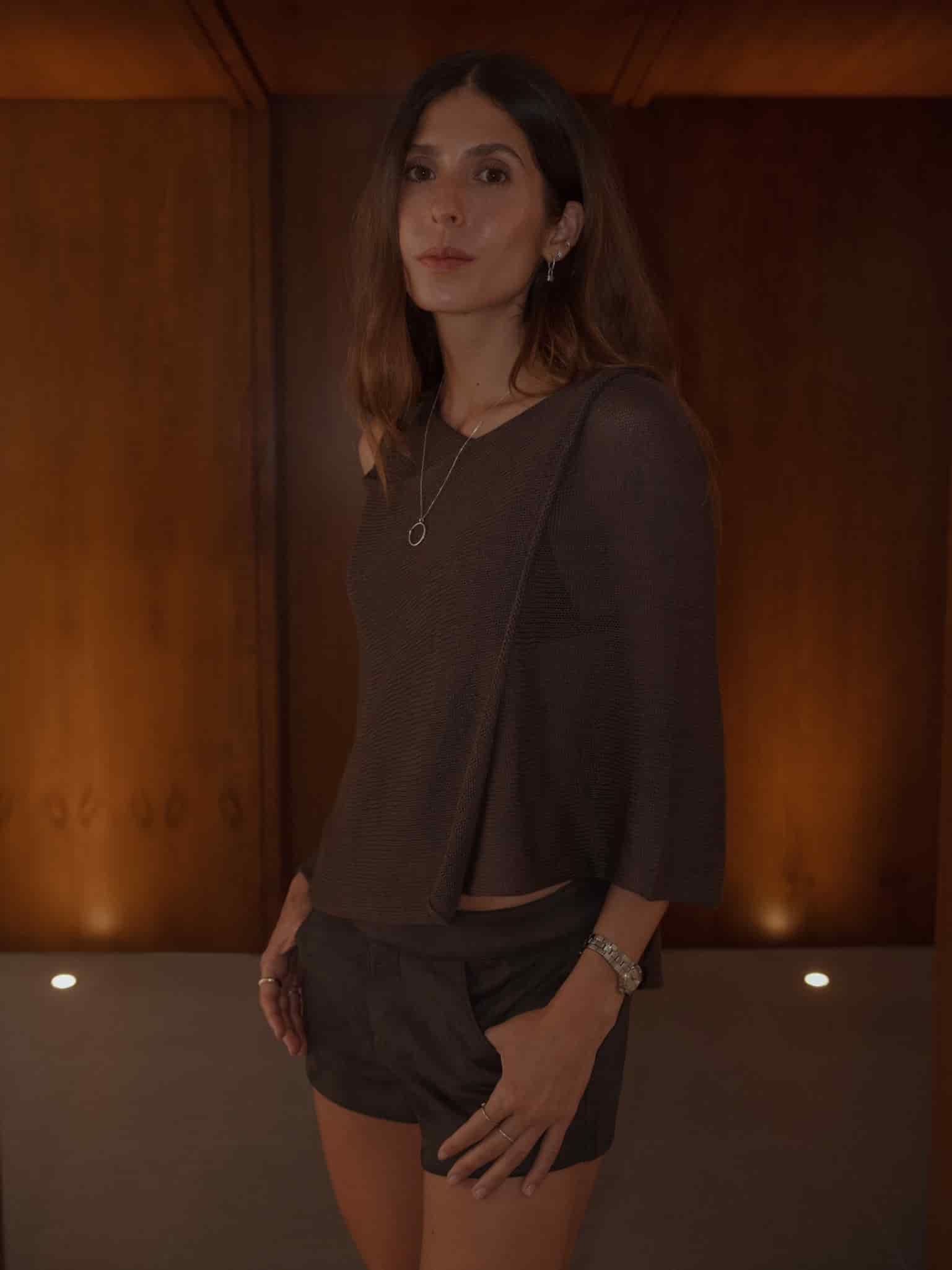 KNIT PONCHO - ESPRESSO - miniatura 3