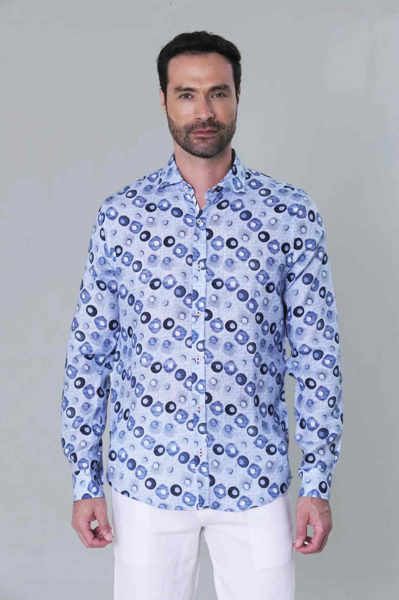 Camisa ML Lino Privé Hombre Estampado - miniatura 1